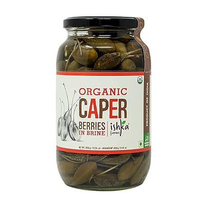 Ishka farms Organic Caperberries in Brine Ideal for antipasto | Martinis | Salads | 1050g |Sauces (Ker)
