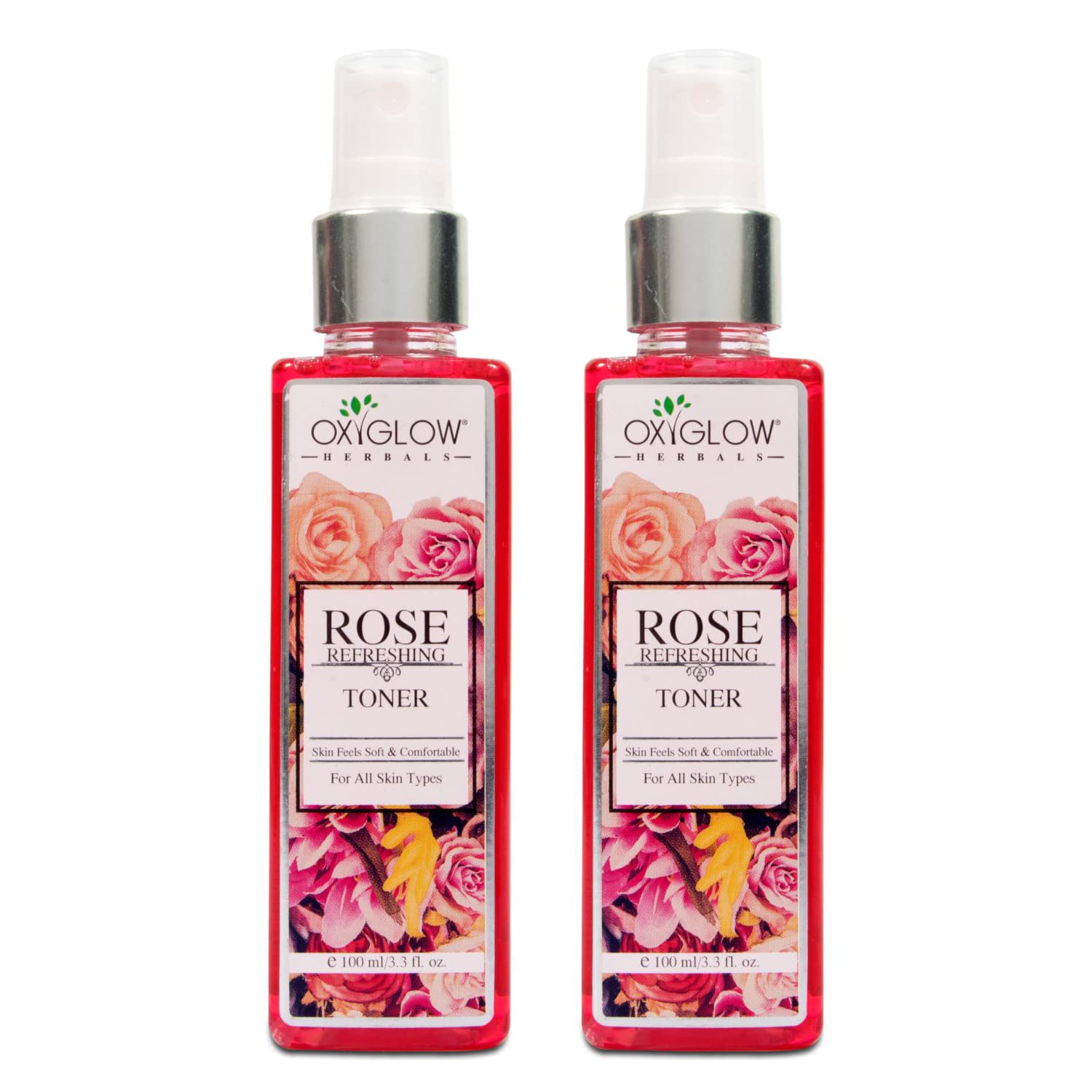 OxyGlow Herbals Pure and Natural Rose Water Face Toner/Makeup Remover for Men & Women| Suitable for All Skin Types,Pack of 1|Skin Feel Soft|Comfortable|Revitalize and Refresh the skin|Hydrates|Detoxifies|All Skin Type|Anti Aging|Soft & Glowing Skin ,Pack of 2