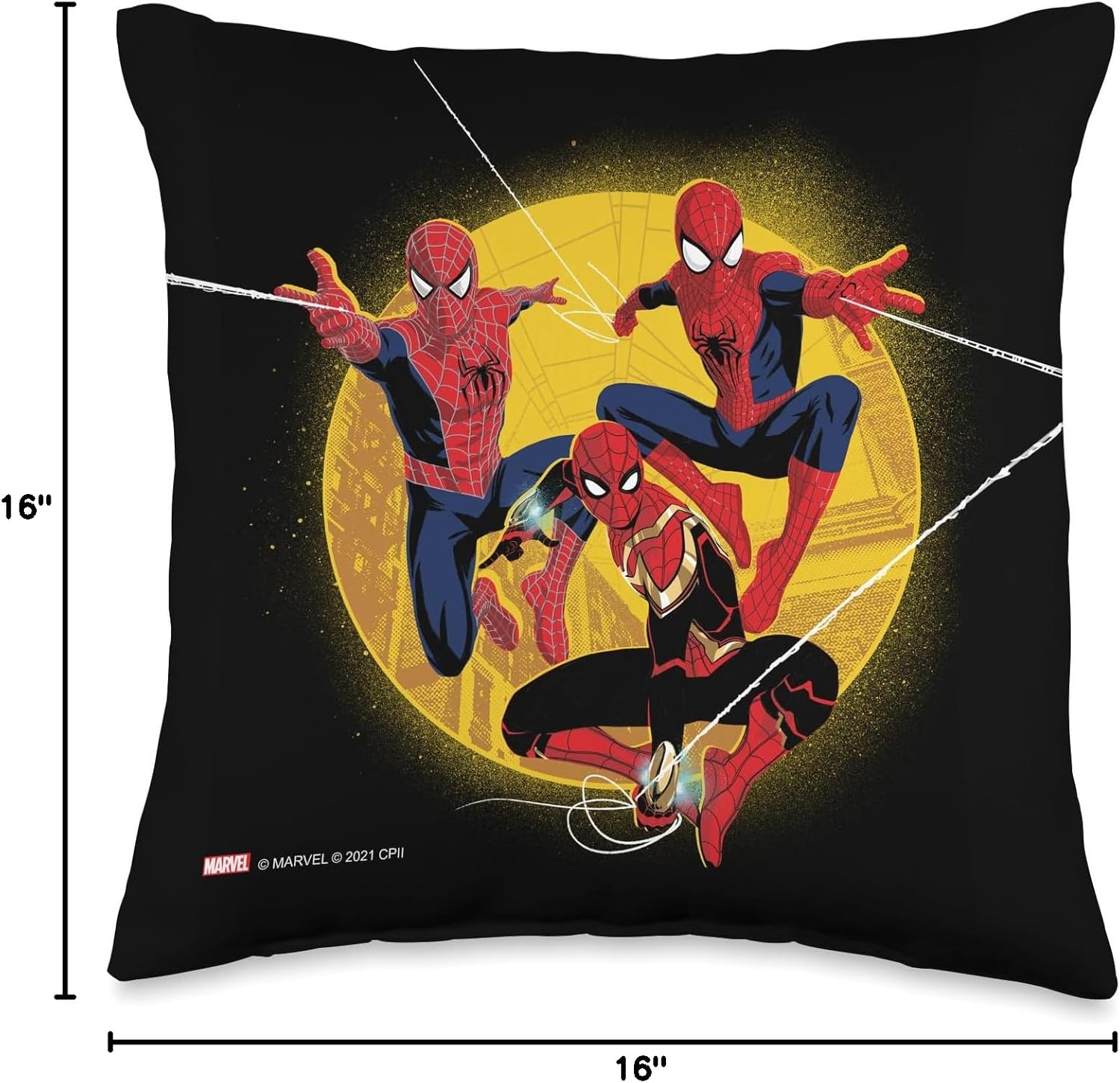 Marvel Spider-Man No Way Home Spider-Men In Action Throw Pillow