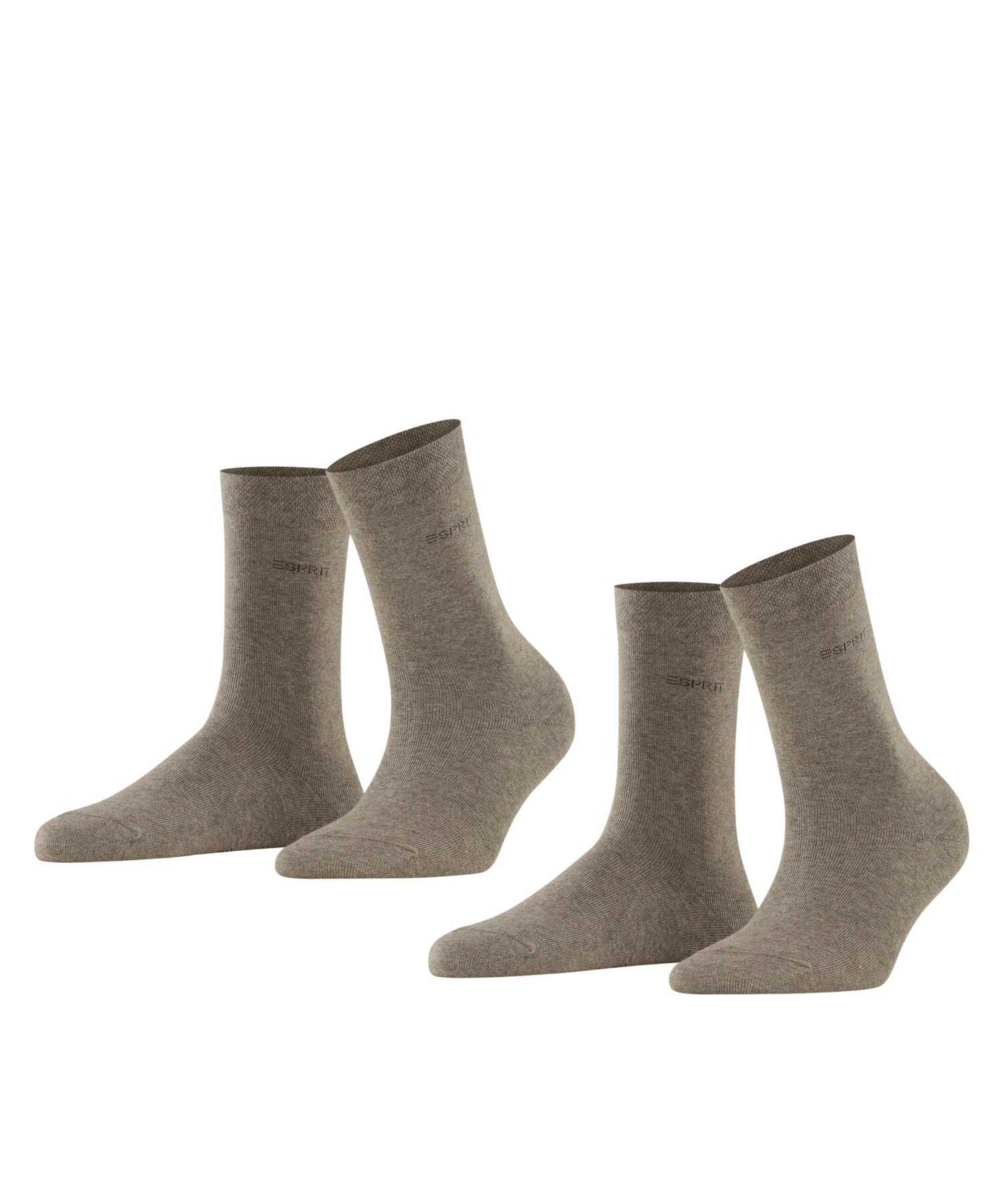 ESPRIT Women's Basic Easy Multipack W So Cotton Plain 2 Pairs Socks, Brown Nutmeg Melange 5410, 5.5-8