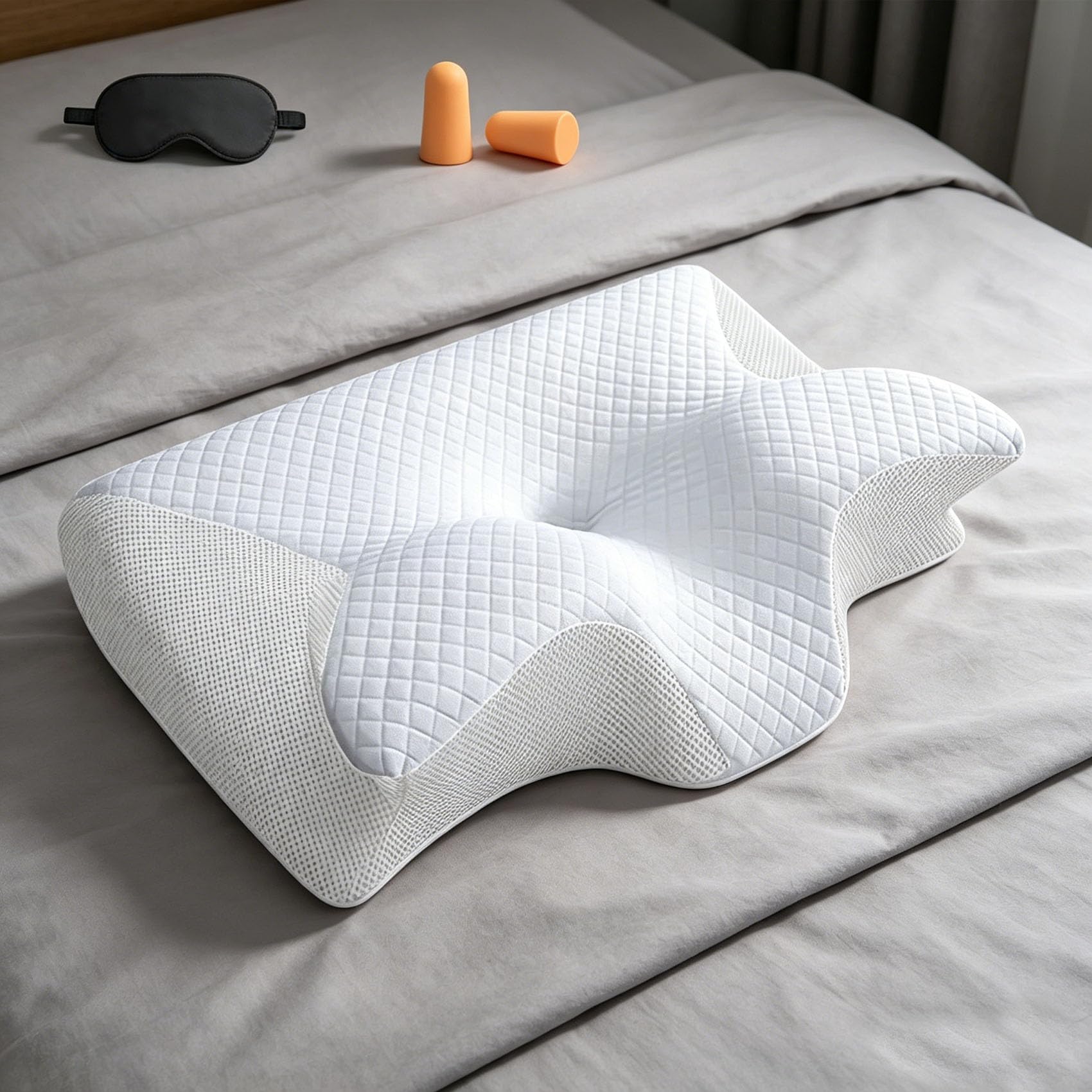 Pillow Haven Anti Snore, Premium Anti Snore Pillow, Ergonomic Memory Foam Cervical Pillow, Contoured Neck Support Cushion for Side Back Sleepers, Household Bedroom Sleep Cushion for Adults (White)