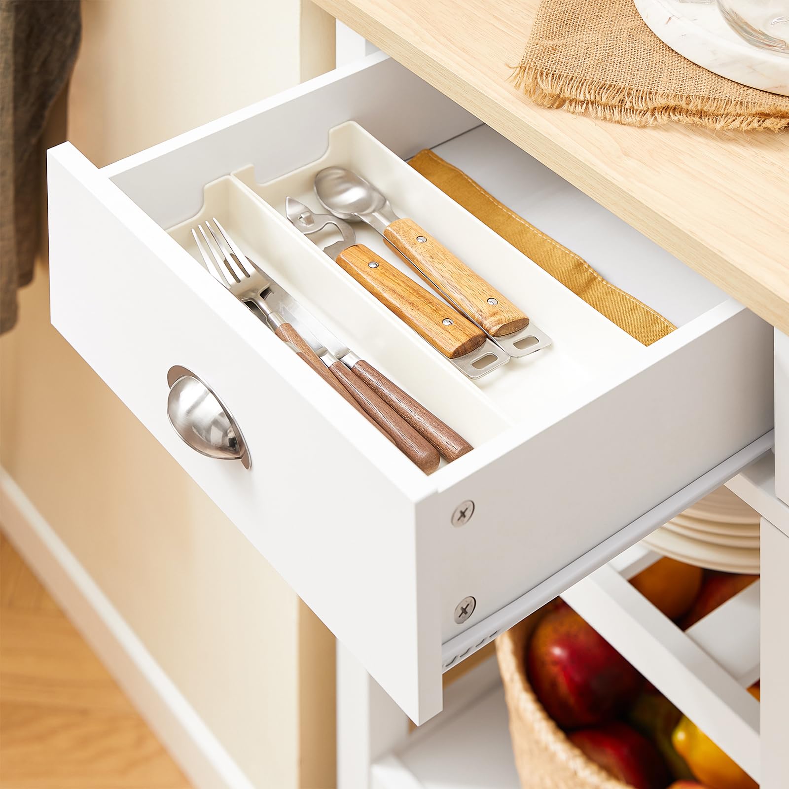 SoBuy Carrello cucina Mobile dispensa cucina Mobile credenza con ruote Bianco 87x48x89 cm FKW62-II-WN