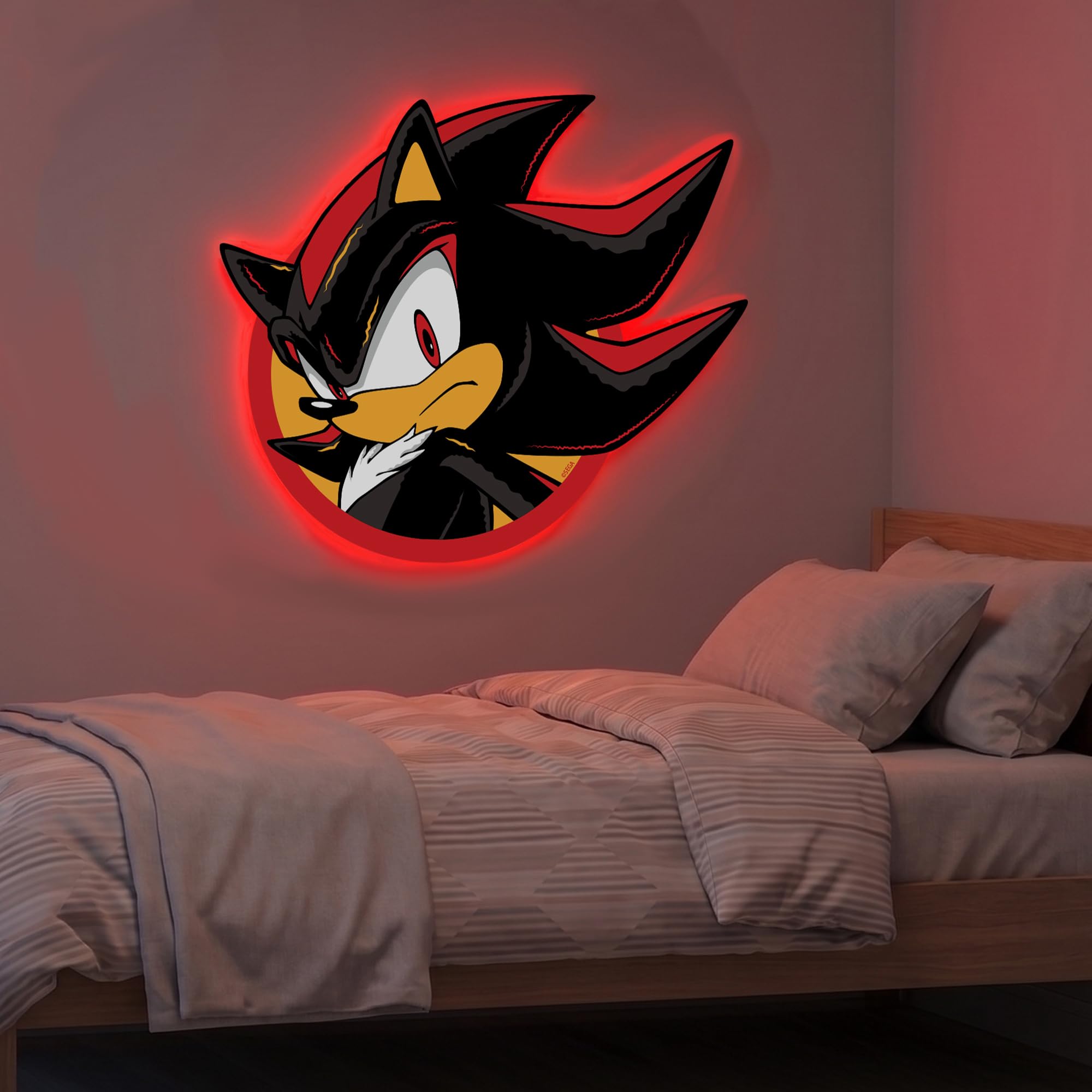 Themed Multicolour Sonic The Hedgehog Shadow Circle Led Backlit Wallpop