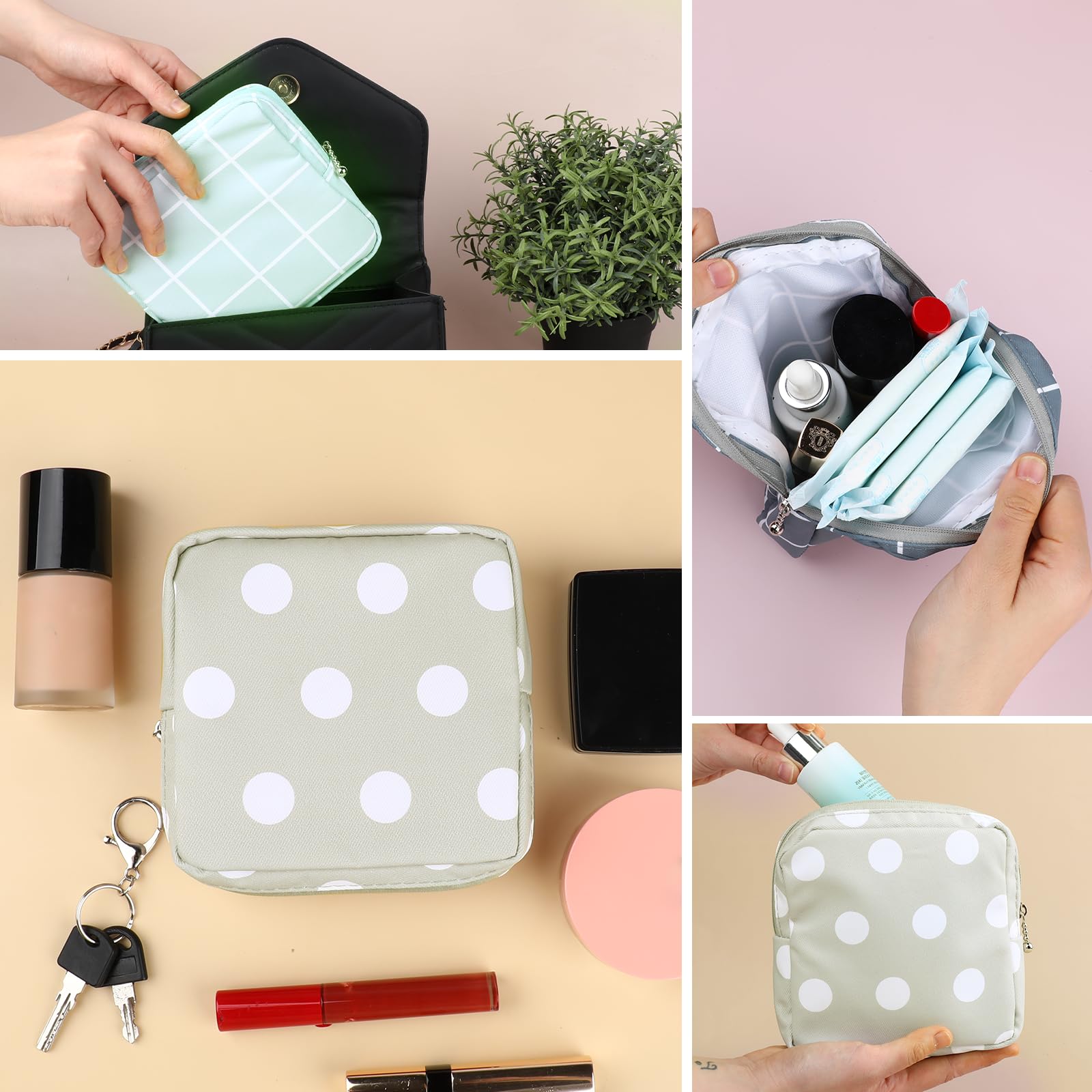 Bolsa de almacenamiento de servilletas sanitarias, bolsas de almohadillas menstruales reutilizables portátiles para mujer, bolsas de tampón, bolsa de productos femeninos, bolsa de kit de 4