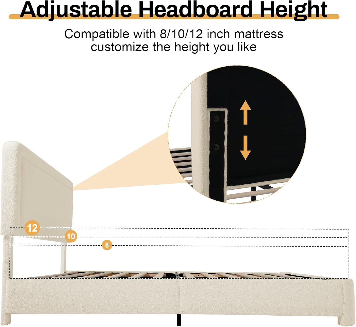 Close-up of sturdy metal frame and velcro slat design