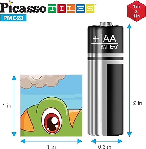 Miniatura 7 de PicassoTiles 20 piezas de rompecabezas de cubo magnético 6 en 1 con diseño de dinosaurio temático imán, cubos de construcción de 120 imágenes de