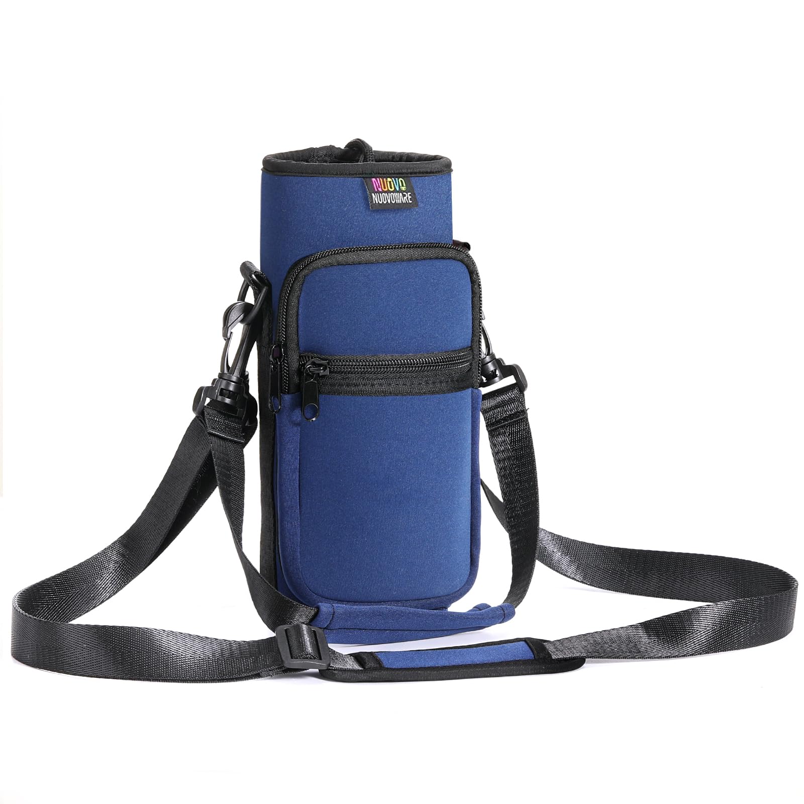 Nuovoware Water Bottle Carrier Bag,25oz/40oz/64oz Bottle Pouch Holder,Adjustable Shoulder Hand Strap 2 Pocket Sling Neoprene Sleeve Sports Accessories for Hiking Travelling Camping