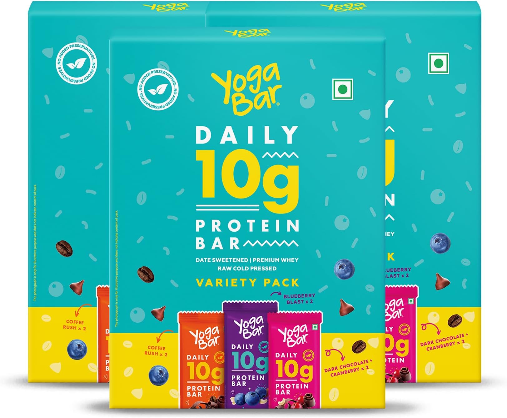 Yogabar Variety Pack 10 grams Protein Bars [Pack of 18], Protein Blend & Premium Whey