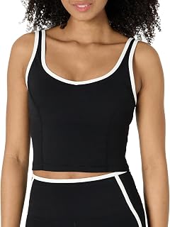 Amazon Essentials Women's Active FormFlex Buttery Soft Light Support Crop Tank with Bra, Removable Cups