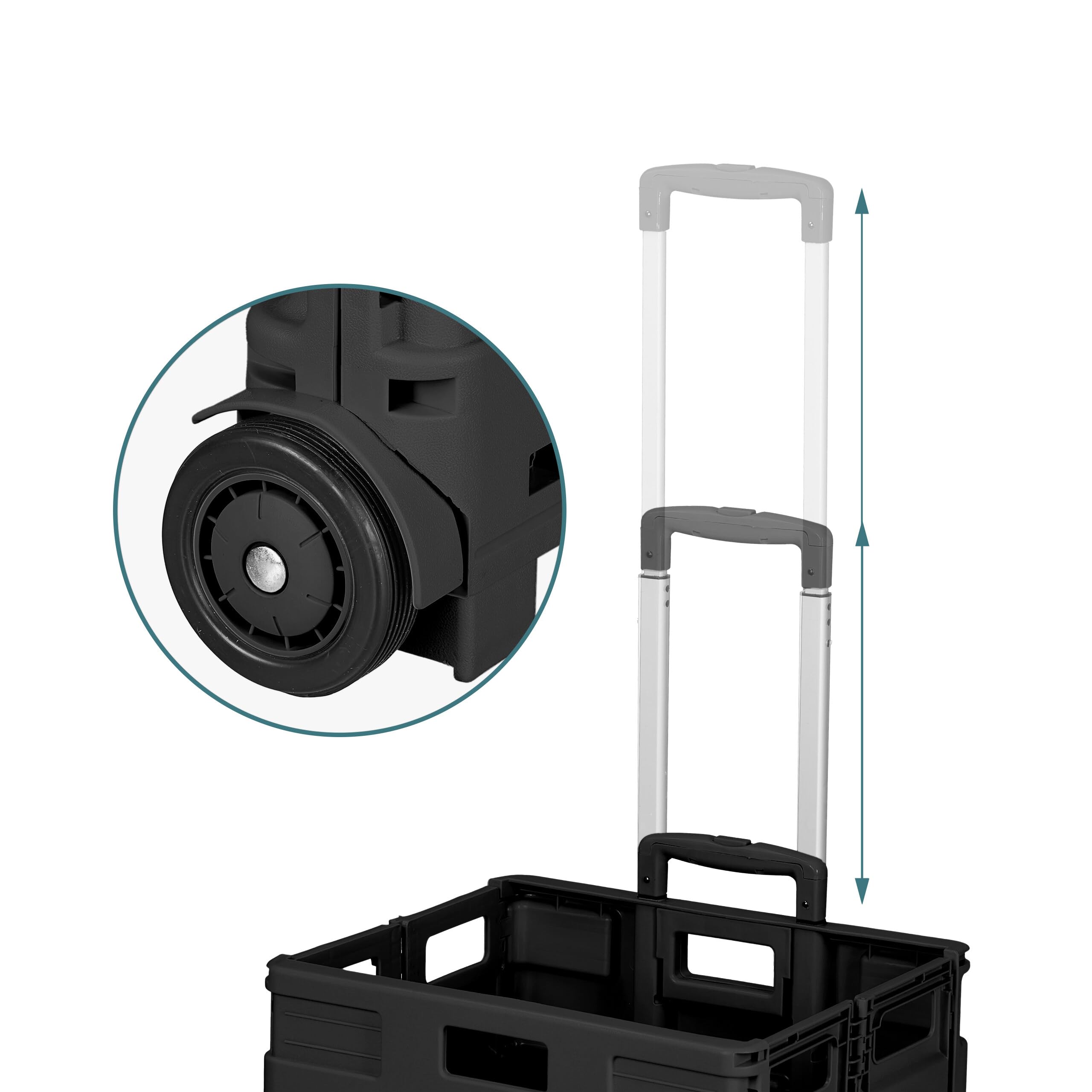 Relaxdays 10013399 Pliable jusqu'à 35 Kg Chariot de Shopping avec roulettes, Noir