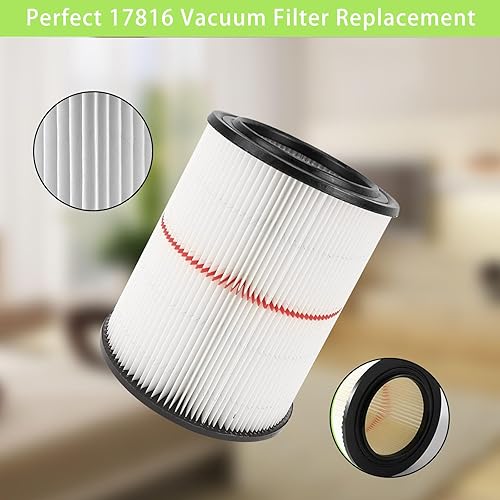 Miniatura 5 de 17816 Filtro para filtro de aire Craftsman Shop Vac, repuesto para filtro de aspiradora Craftsman en seco y húmedo para Craftsman 9-17816 filtro de
