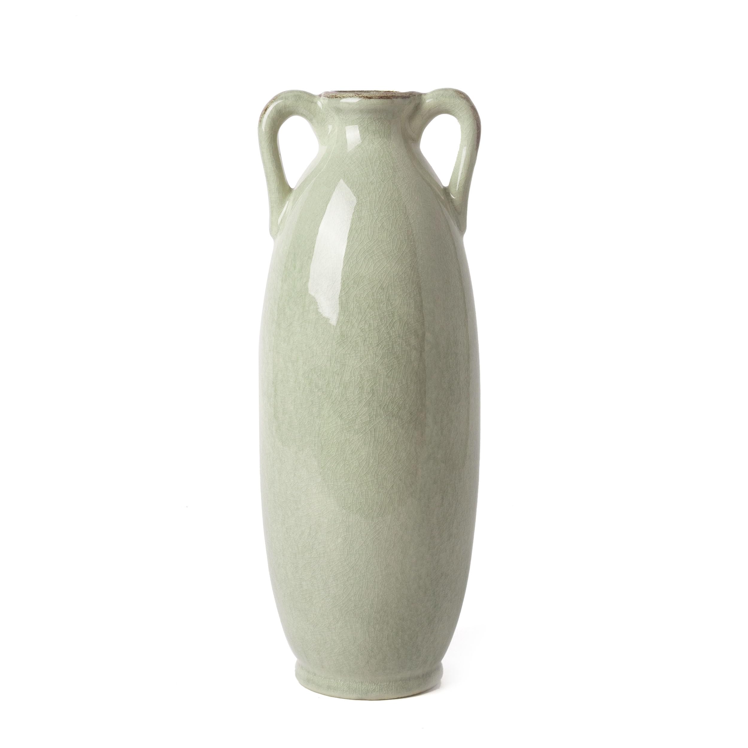 Photo 1 of VICTOR & TERESA Tall Vase for Home Decor, Green Floor Vases for Pampas Grass, Modern Farmhouse Decorative Large Vases for Flower, Mantel Accent, Living Room, Shelf, Centerpieces, Home Decor 13.8inch