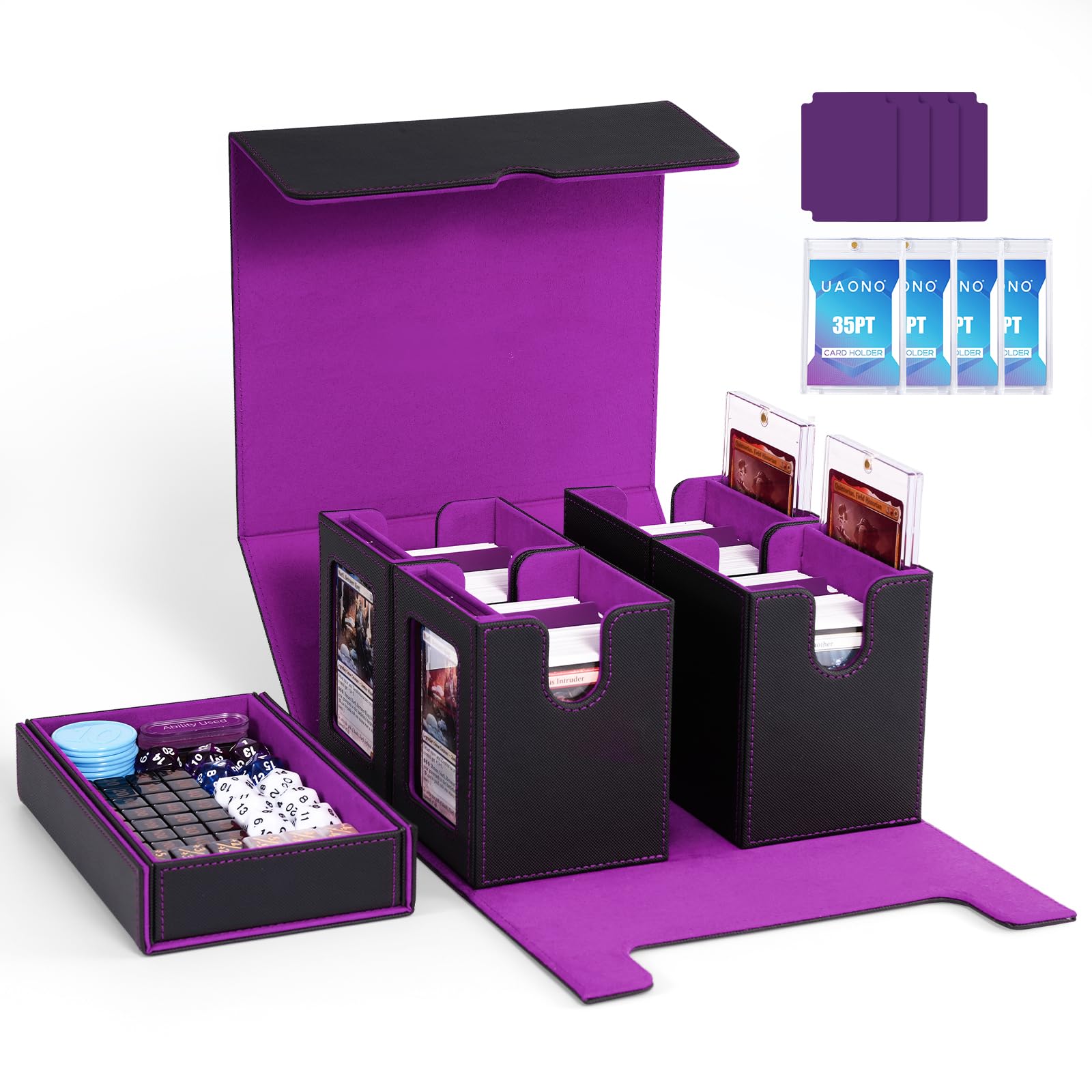 UAONO Deck Box mit zwei Commander-Displays, Card Storage Box für mehr