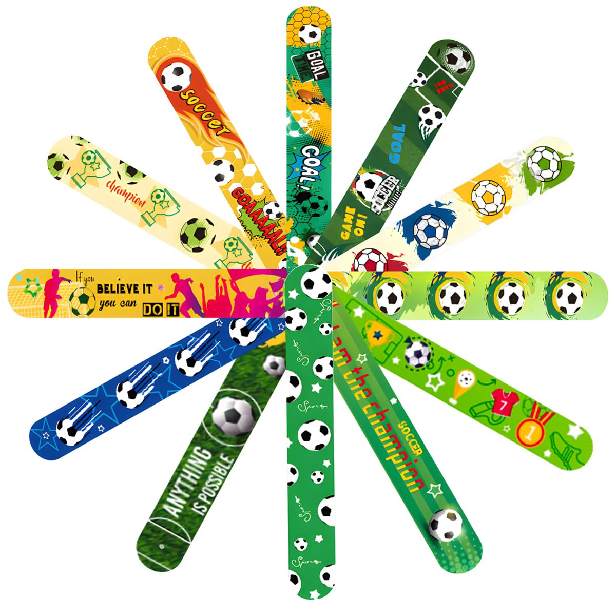 Lot de 12 Bracelet Claquant Football, Accessoires de Supporter pour Fête et Stade, Décoration de Fête pour Adultes et Fans, Bracelet de Sport pour Célébrations et Événements