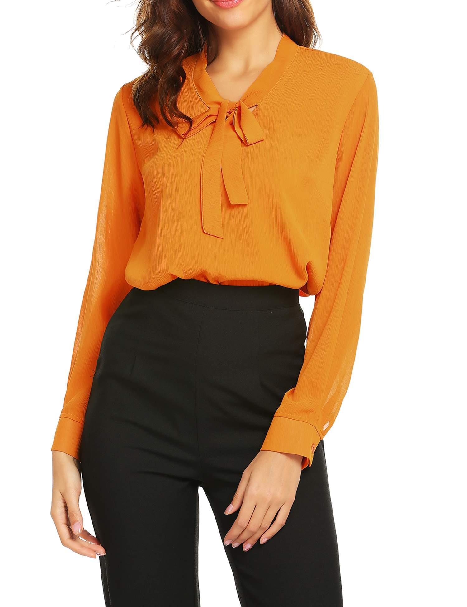 ACEVOG Womens Bow Tie Neck Long/Short 