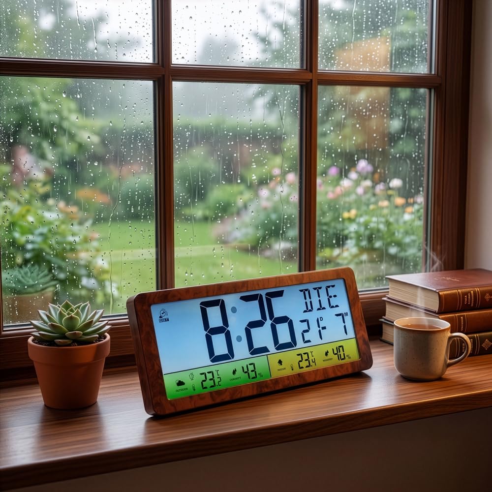 EUROtops Funk-Wetterstation – XXL-Farbdisplay, Außensensor & DCF-Funkuhr