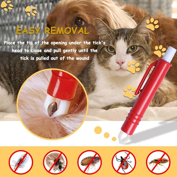 Tick Remover Set for Dogs and Cats - Simple and Safe Tick Tweezers for Humans and Animals, Set of 3 (Red, Blue, Dark Blue)