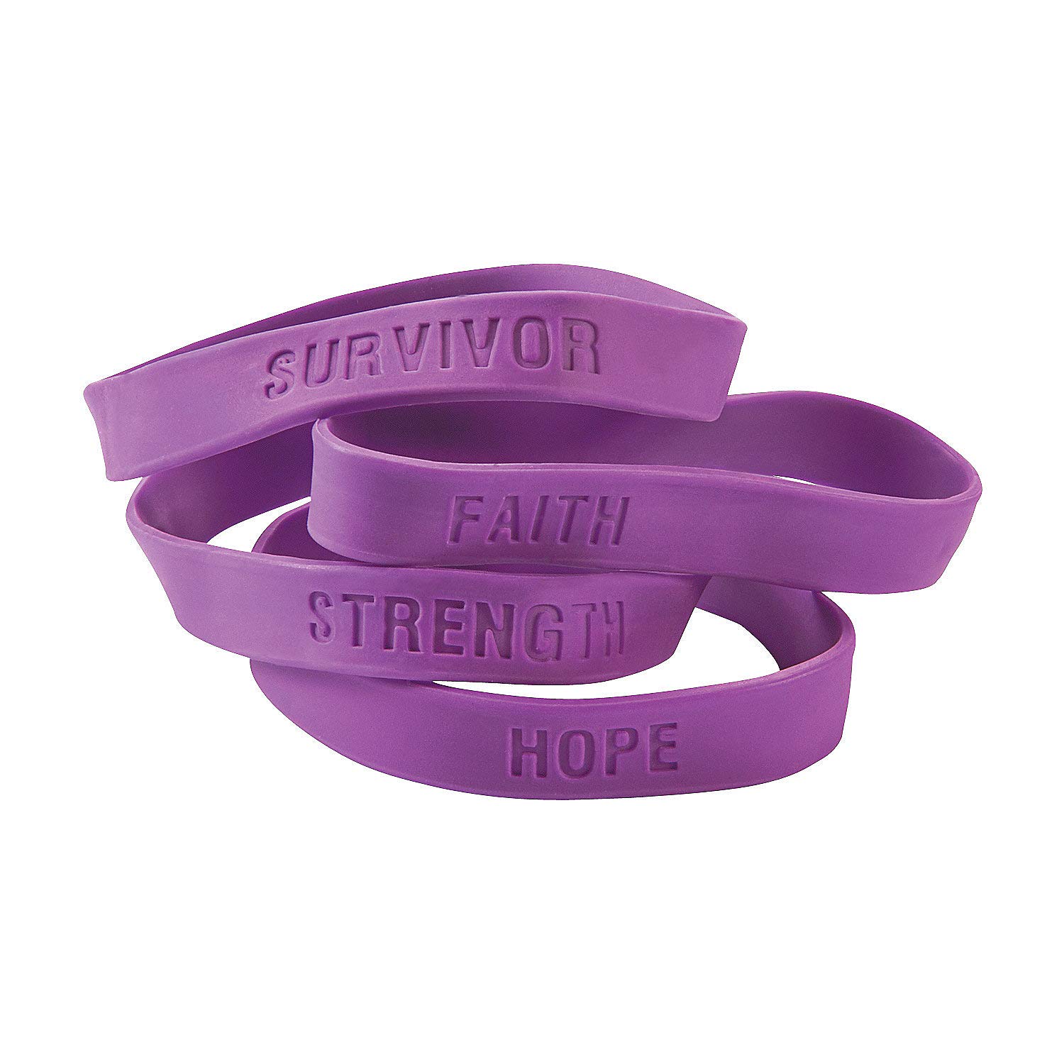 Pancreatic Cancer Support Silicone Purple Bracelets with Sayings, Set of 24