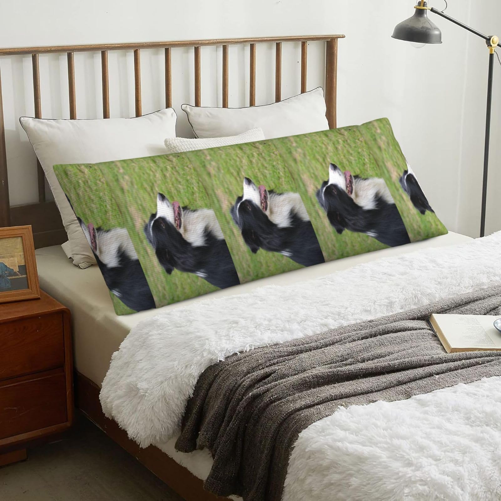 Border Collie, Body Pillow Cover with Zipper,Long Body Pillowcase 20 x 60 in