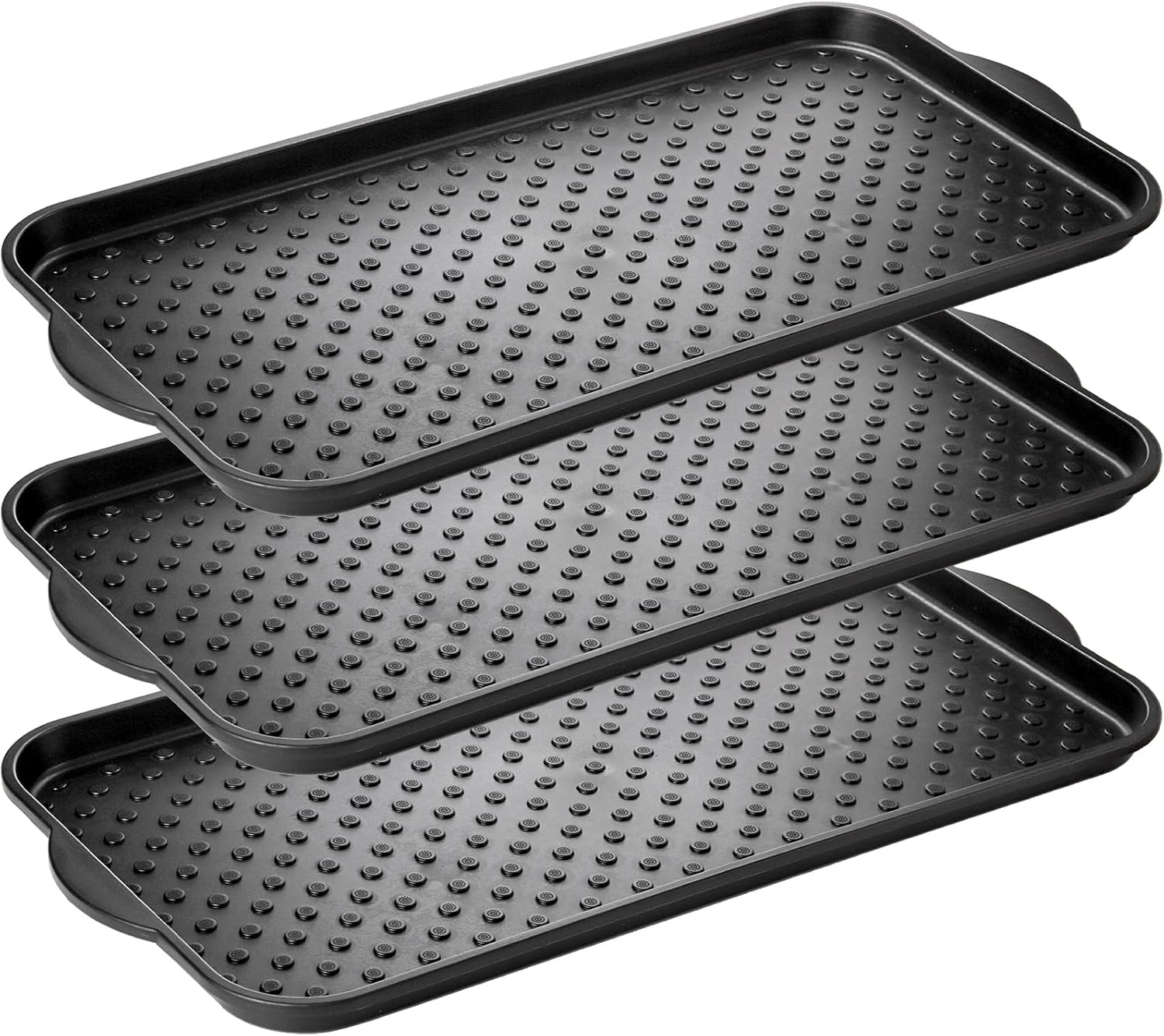 Kingrol 3 Pack Boot Trays, Waterproof Shoe Mats for Entryway Indoor, Multi-Purpose Trays for Boots, Shoes, Garden, 29 x 14.3 Inch