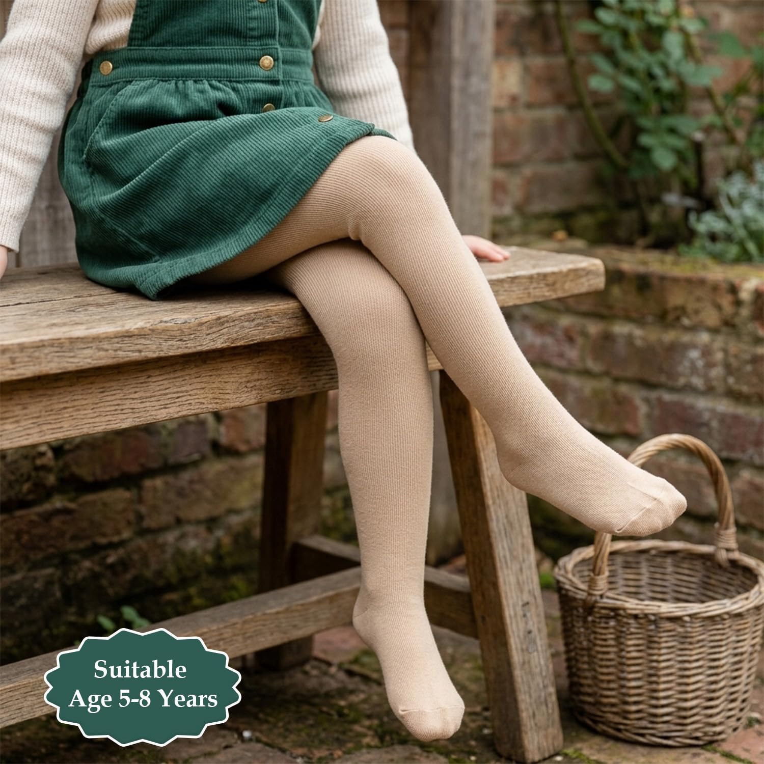 SYGA Girls Velvet Anti-Pilling Small Feet Non-Slip Pantyhose Dance Stockings Size L 5-8 Years(Skin color) 4