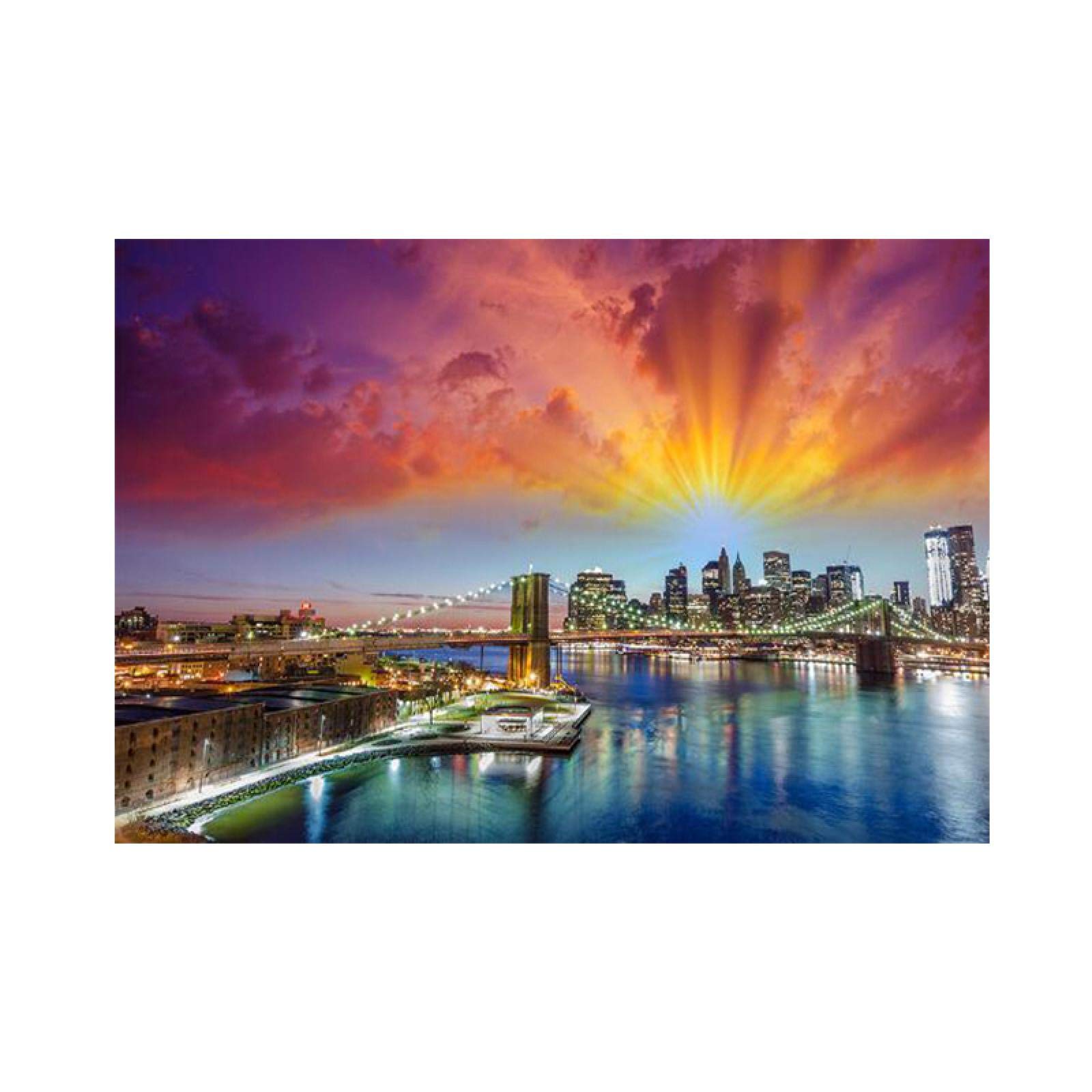 Amazon.co.jp: ブルックリン橋の夜景風景キャンバス絵画ニューヨーク市