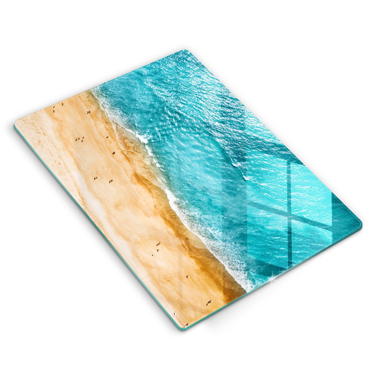 Planche à découper induction Wallfluent 40x52cm en verre avec décor de plage