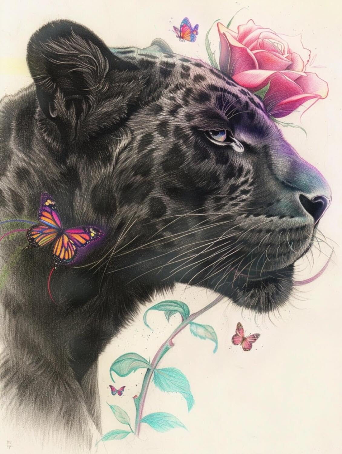 Rqwybcaxn DIY Latch Hook Rug Making Kits Leopard and Flowers 55x75cm