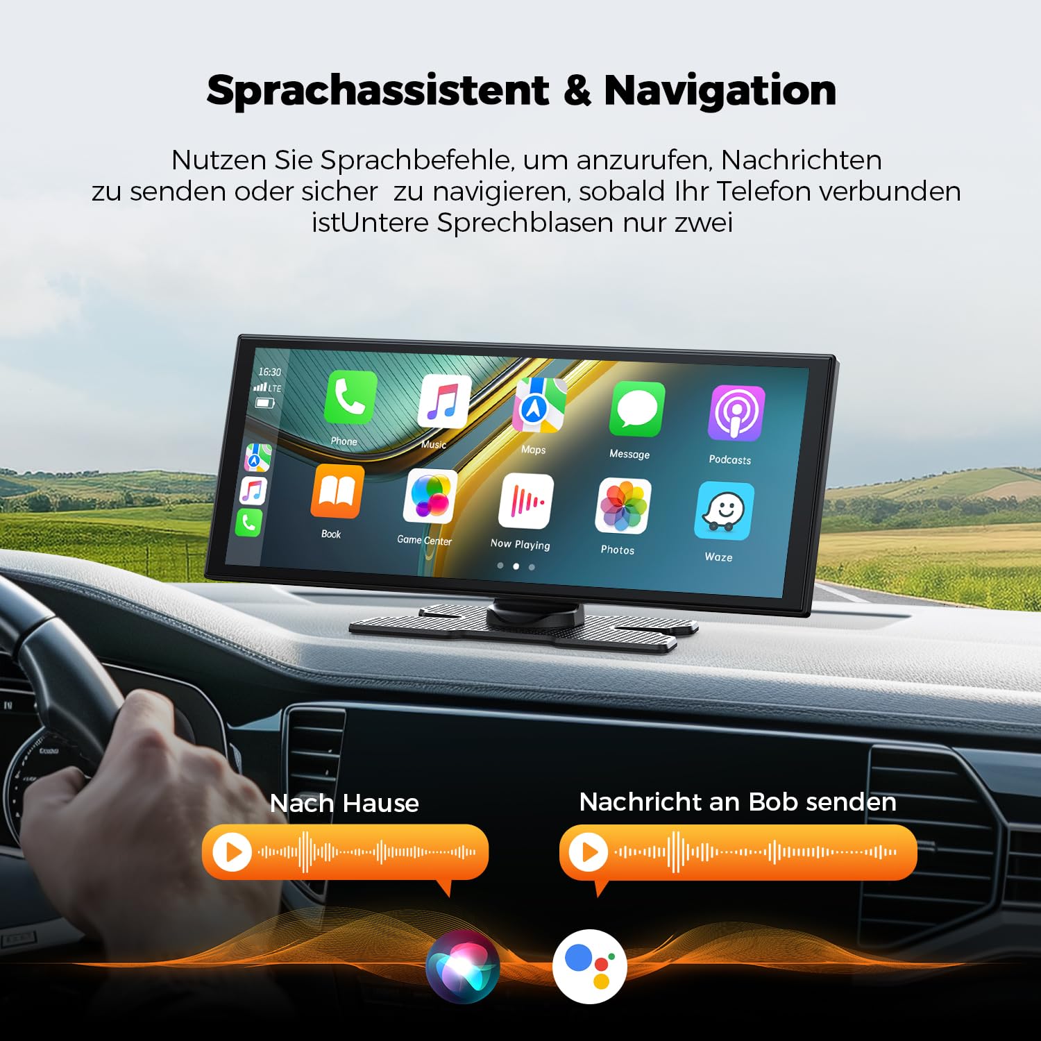 Écran Voiture 10,25 Pouces Carplay sans Fil avec Caméra de Conduite 2,5K + 1080P Compatible AppIe Carplay et Android Carplay Portable Autoradio Assistant Navigation 64GB TF Mirrorlink Bluetooth AUX
