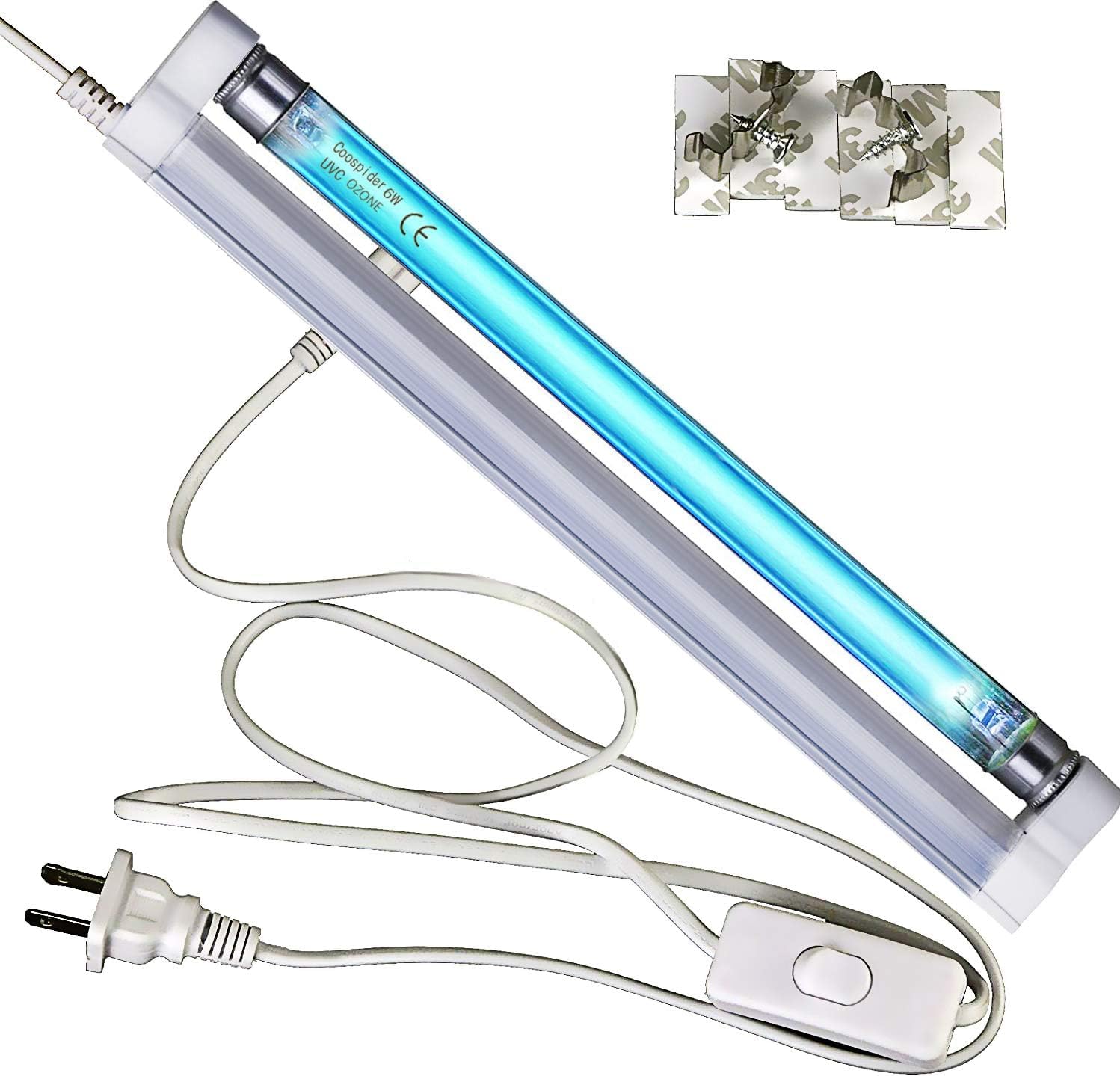 COOSPIDER 6W U/V/C Light Lamp, 253.7nm Sanitizer Lamp with 5ft ON