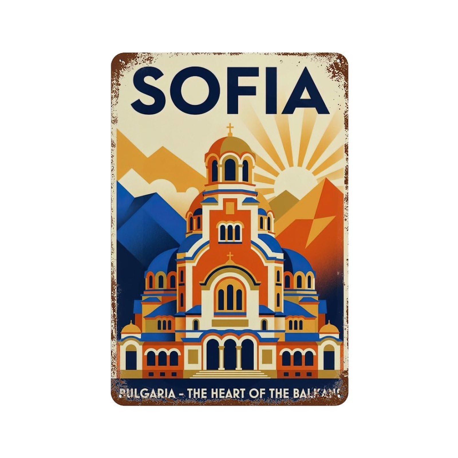 Galvaxio Style Travel Retro Bulgaria Sofia Metal Tin Sign
