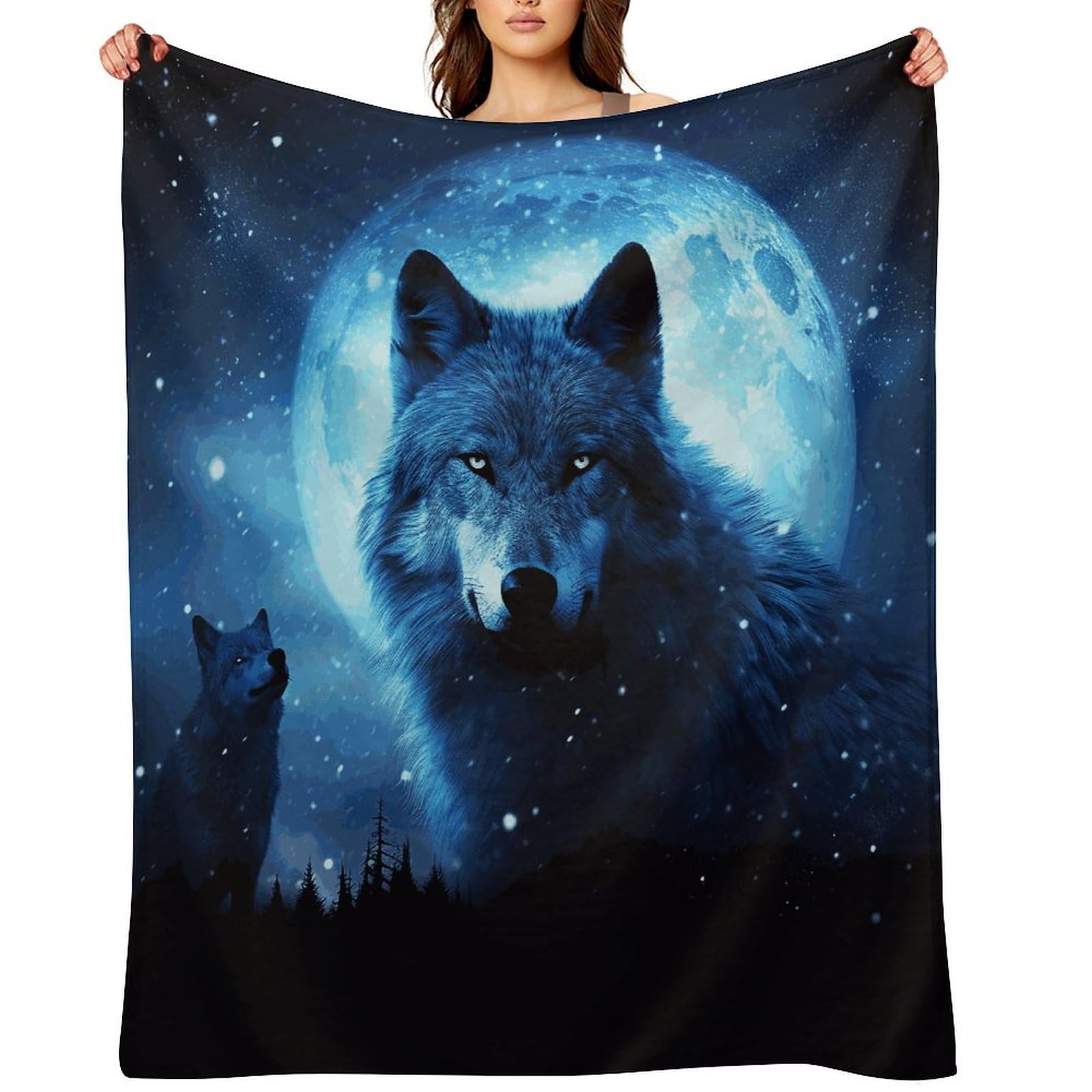 Wolfs Blankets Flannel Soft Blanket for Couch Warm Cozy Throw Blankets Fashion Bed Blanket Thick Bath Towel Bedspread Tapestry for Home Supplies Gift 60"x80"