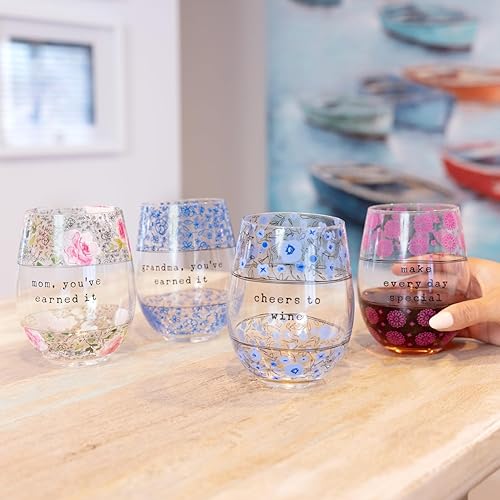 Miniatura 5 de Pavilion Gift Company - Vaso de vino sin tallo de 18 onzas para mamá, regalos para mamá de hija, hijo, niños, regalos del día de la madre para mamá,