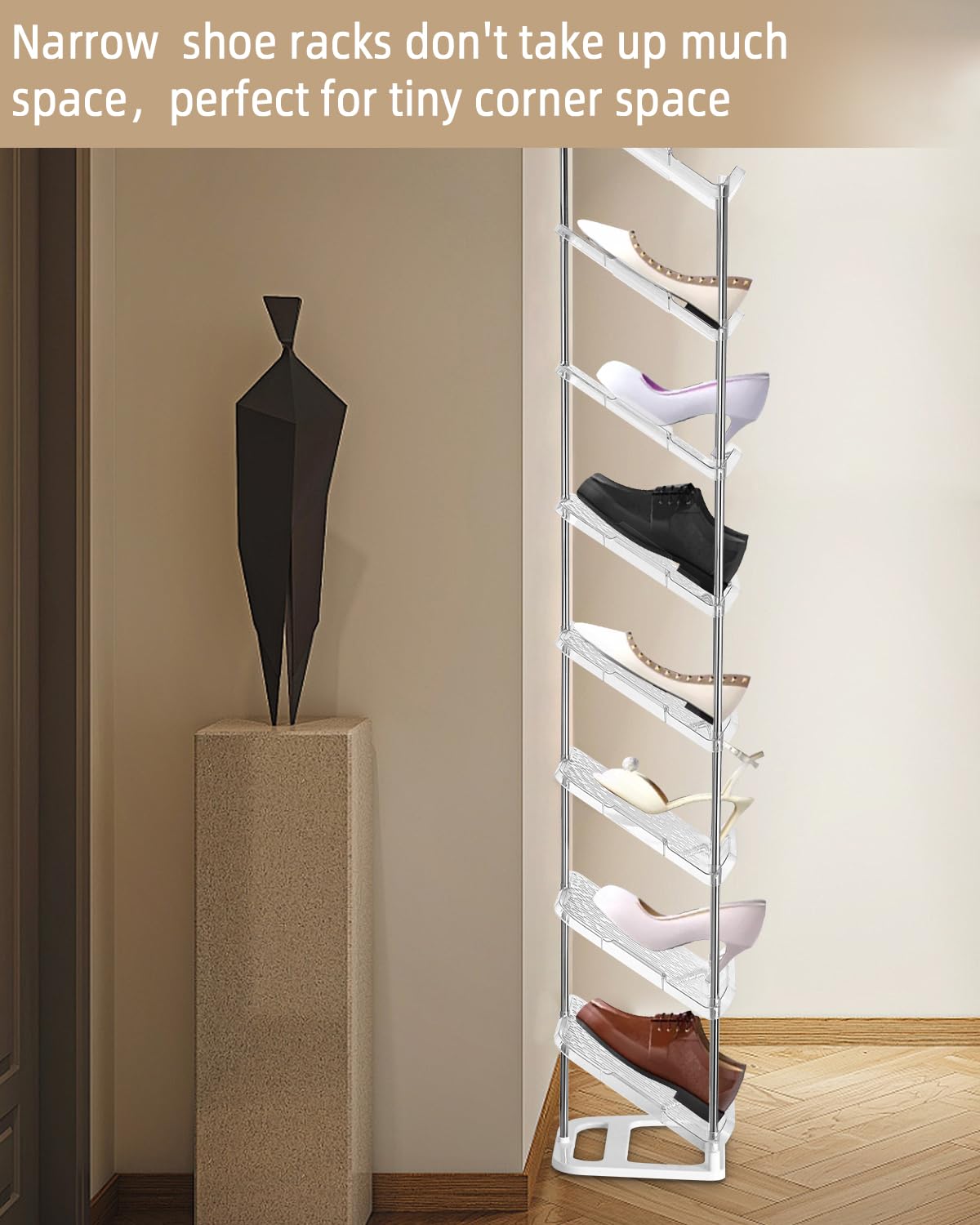 HOTOOLME Schoenenrek, 5 niveaus, smal, schoenenkast, schoenenopslag, ruimtebesparend, stapelbaar, schoenenstandaard voor entree, hal, slaapkamer, schoenenorganizer