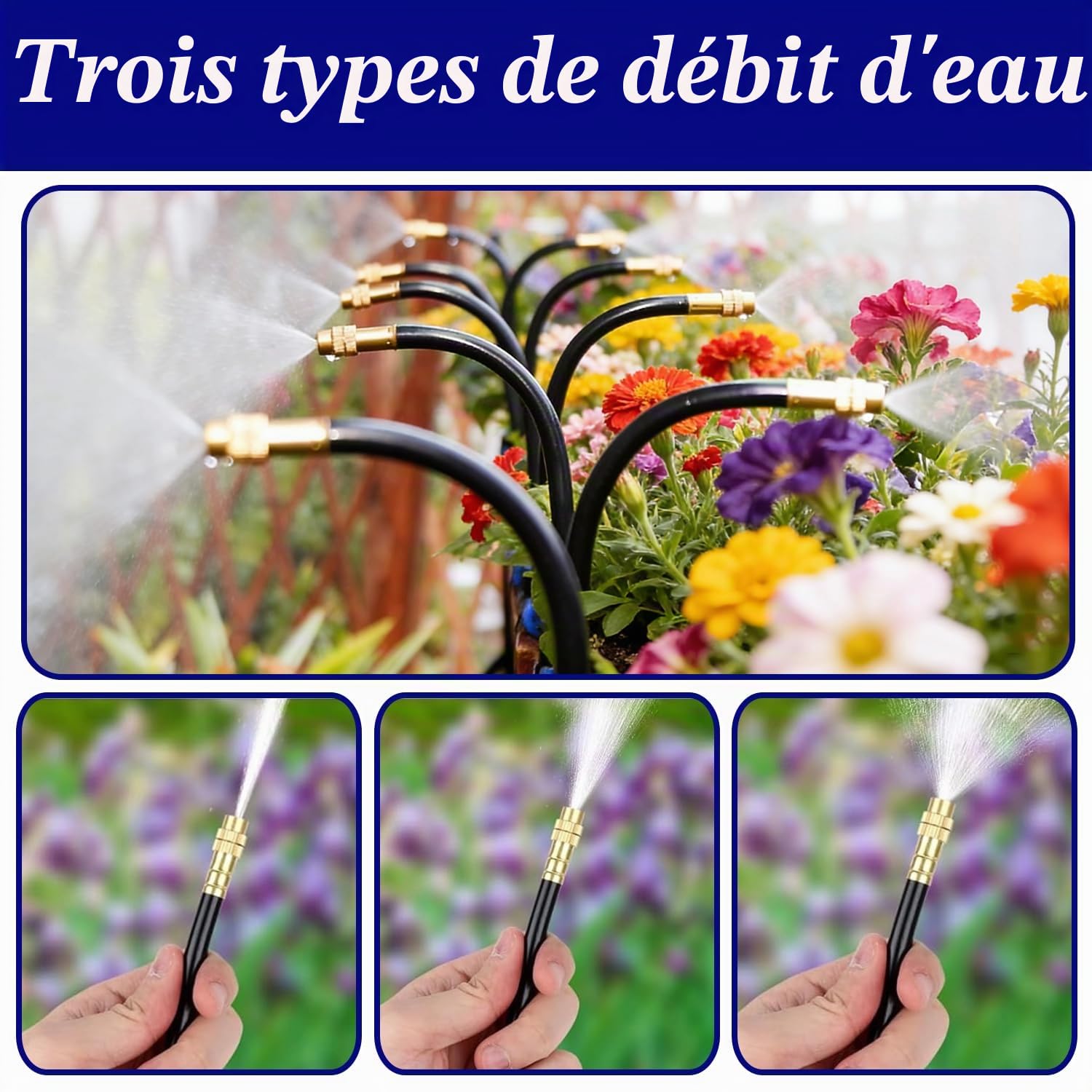 Système Arrosage de Jardin 360°, 10m système d'irrigation automatique à 360°, Système d'irrigation jardin réglable à 360, Kit D'irrigation de Brouillard, pour arrosage des plantes paysagères, jardin