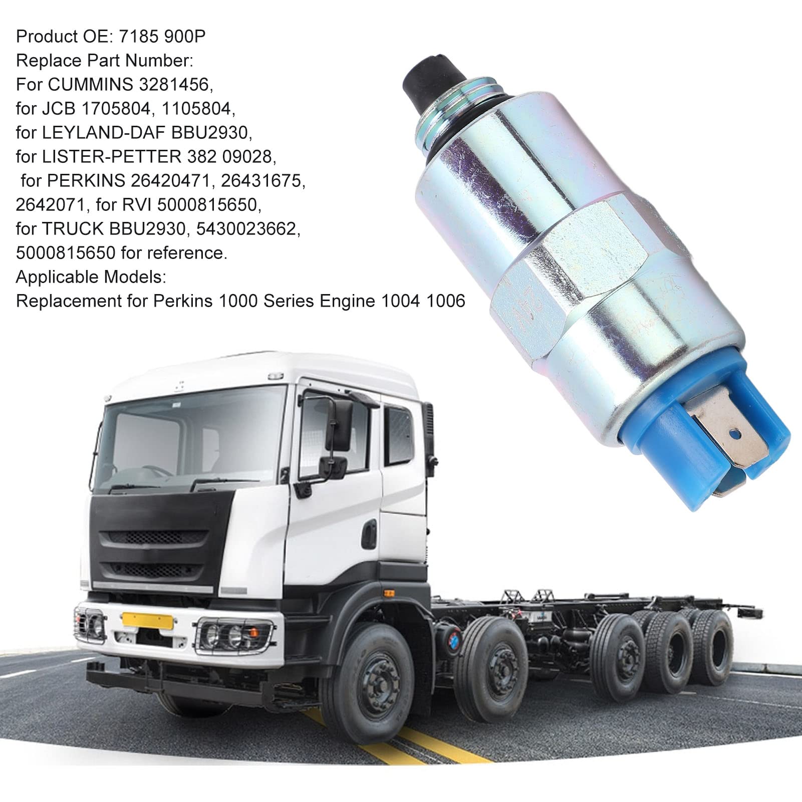Elettrovalvola di Interruzione del Motore 24V 26420471 per Motore Perkins Serie 1000 1004 1006 Sostituzione Dell'elettrovalvola di Interruzione del Carburante per Iniezione