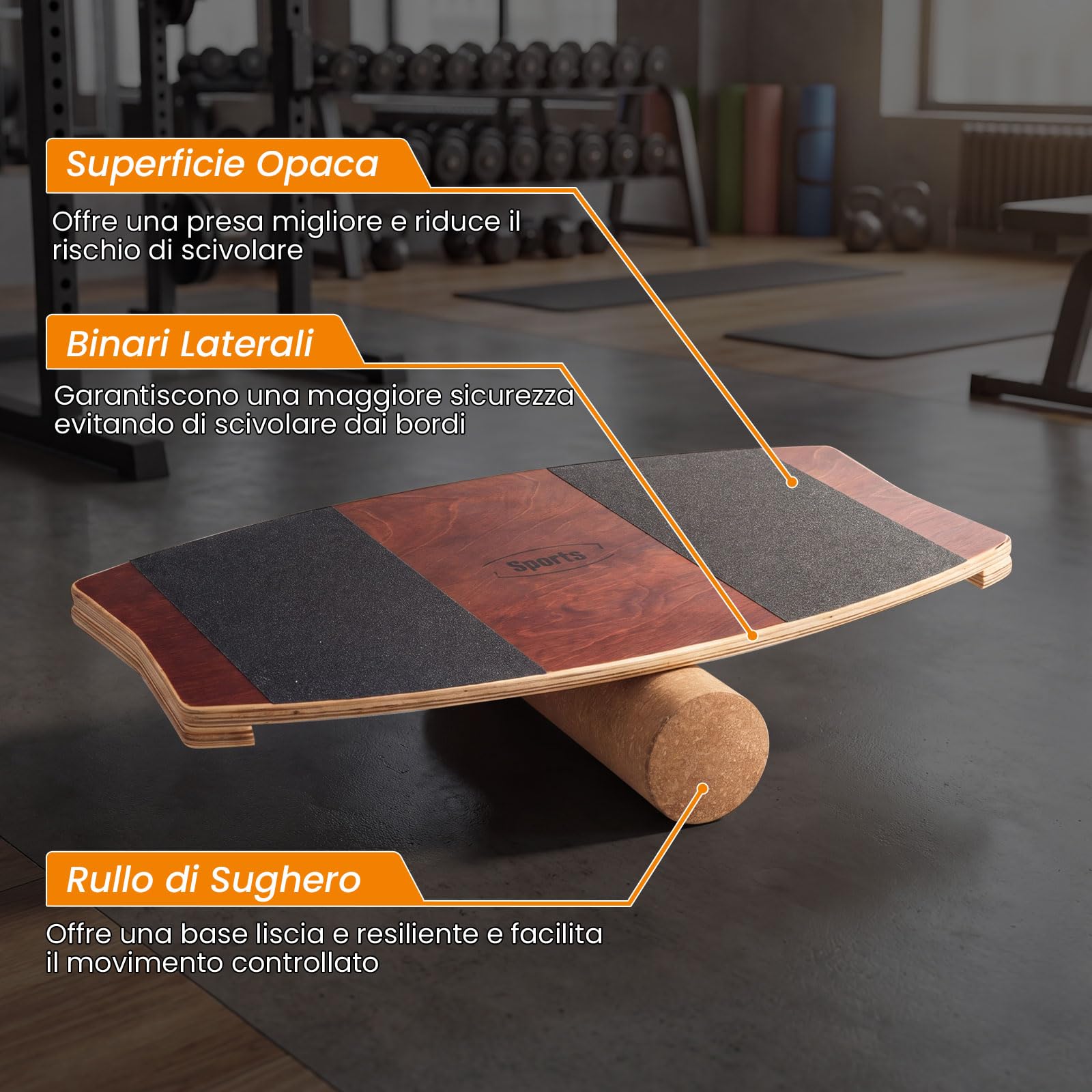 GYMAX Tavoletta Propriocettiva in Legno, Balance Board con Rullo, Tavola di Equilibrio in Legno, Antiscivolo, Sicuro, per Allenamento di Surf e Skateboard, Forza di Core e Muscoli, Marrone