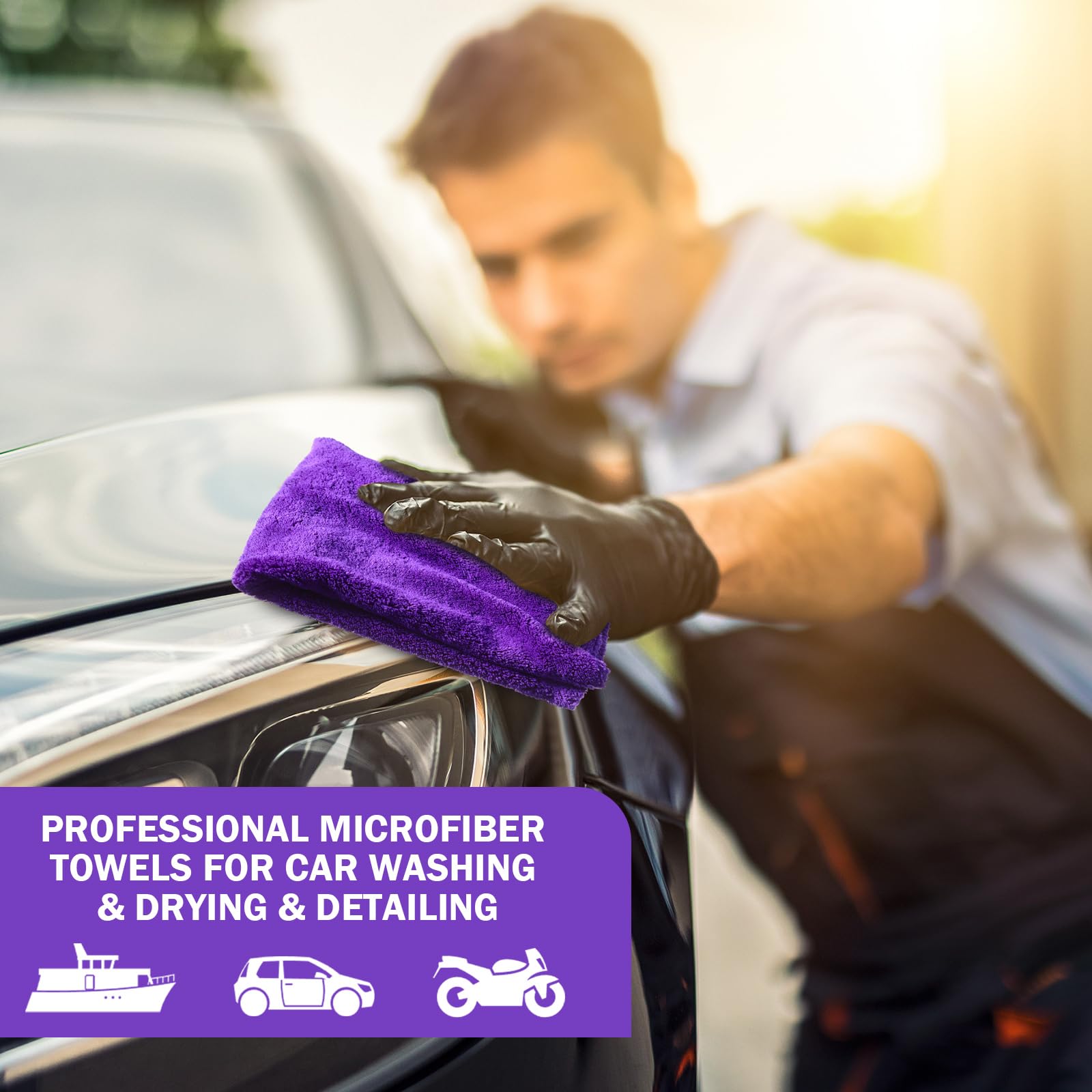 Tallew Lot de 15 grandes serviettes en microfibre pour le polissage, le séchage, le lavage et le nettoyage de voiture en peluche, pour l'entretien de la voiture, le polissage, la cire, les rayures, 40
