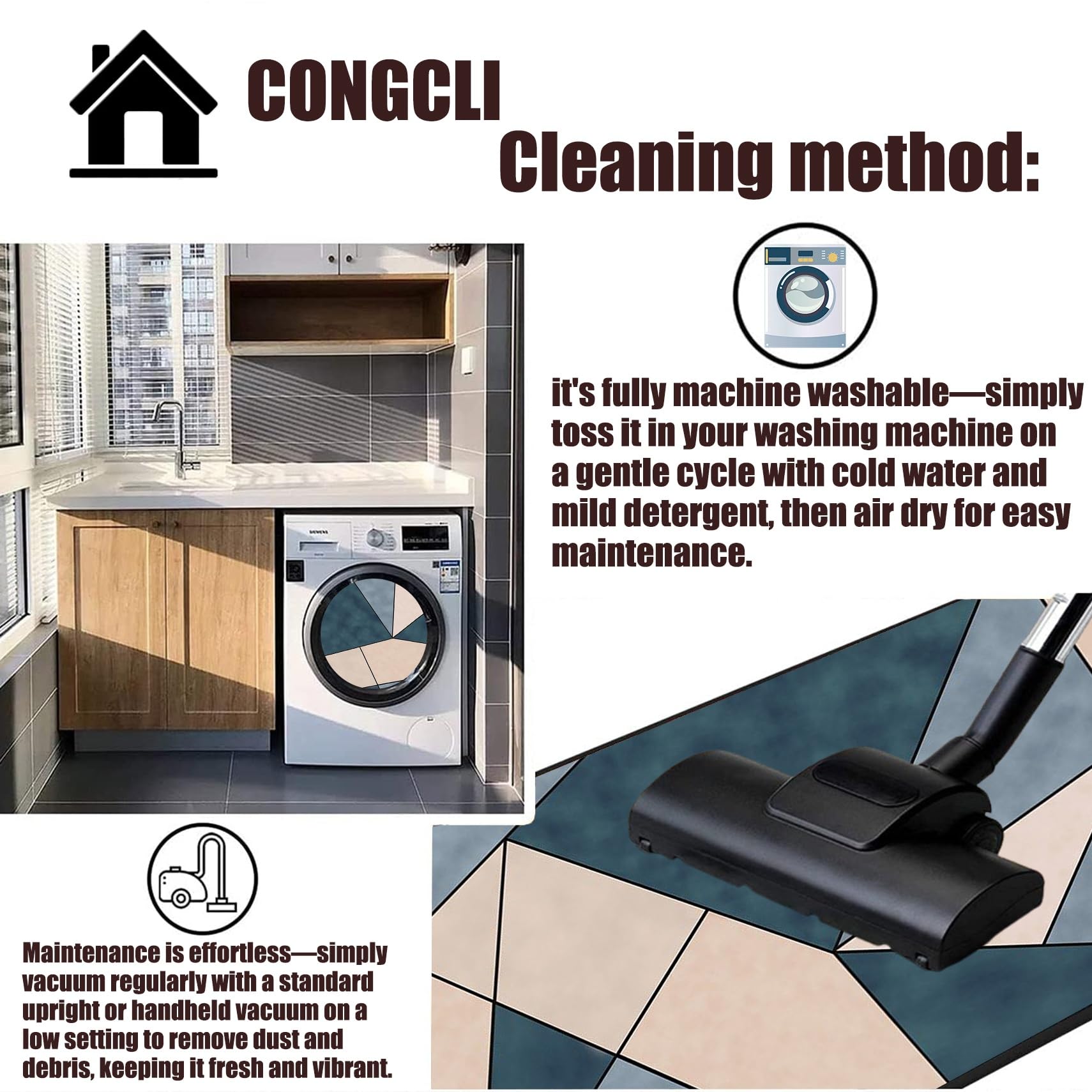 Passatoia Cucina 115 x 140 cm Antiscivolo Lavabile, Rimozione Della Polvere, Facile da Pulire, Robusto Tappeto Corridoio Tappeti per Soggiorno Camera da Letto Corridoio, C