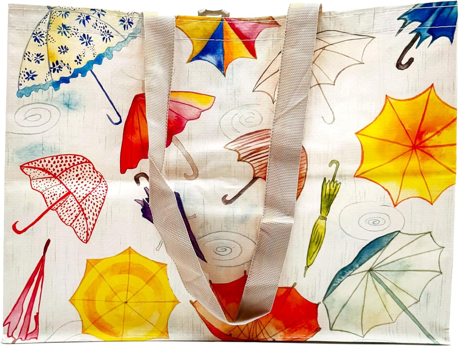 Earthwise Reusable Shopping Bags Made from OceanBound Plastic, Eco Friendly Heavy Duty Totes-17.5" H x 13.5" W x 8" D(5 Pack) (Rain) - Image 7