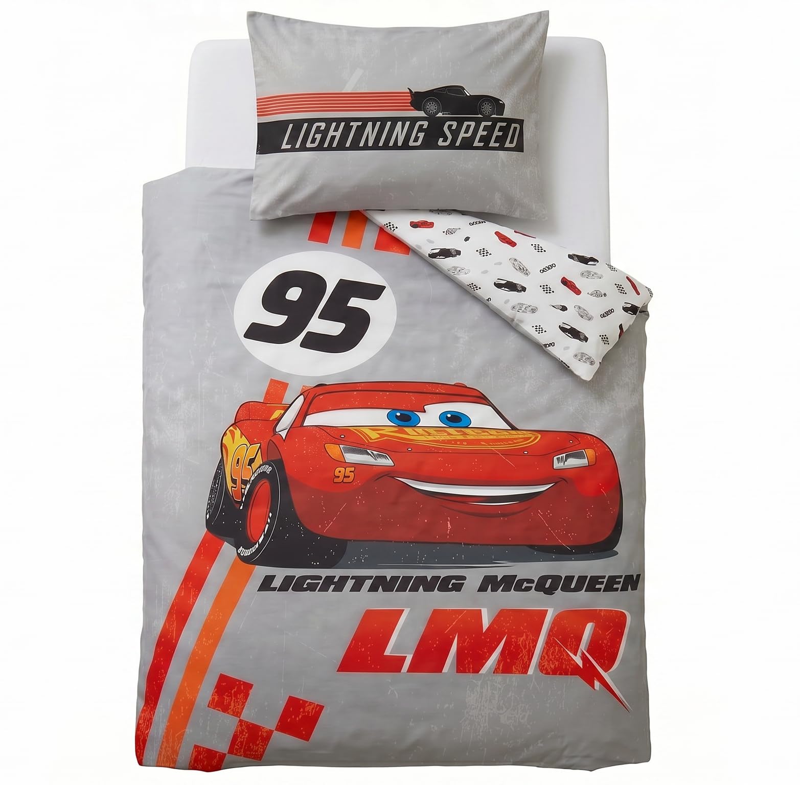 BrandMac Disney Cars McQueen Kids Bedding Set | Duvet Cover 140x200 cm + Pillowcase 50x70 cm, 100% Cotton | Soft Breathable Children’s Bed Linen Set | Official Cars ''Vintage'' Design