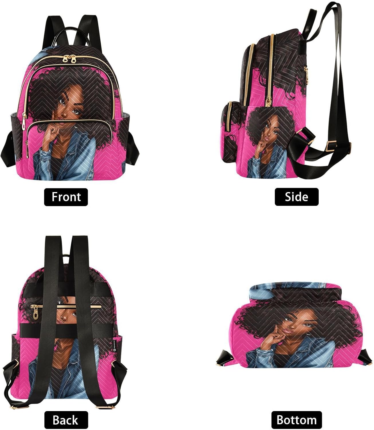 Beautiful Black Girl Mini Backpack Purse for Women Travel Bag Lightweight Shoulder Bag Fashion Daypack