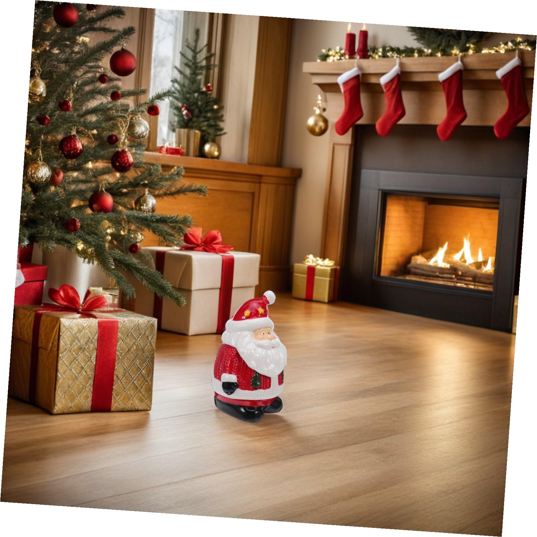 Zerodeko Keramik-keksdose Weihnachtsmann-förmig mit Deckel Luftdichte Vorratsdose für Snacks und Gebäck Dekorative Weihnachtsschüssel für Festliche Tischdekoration