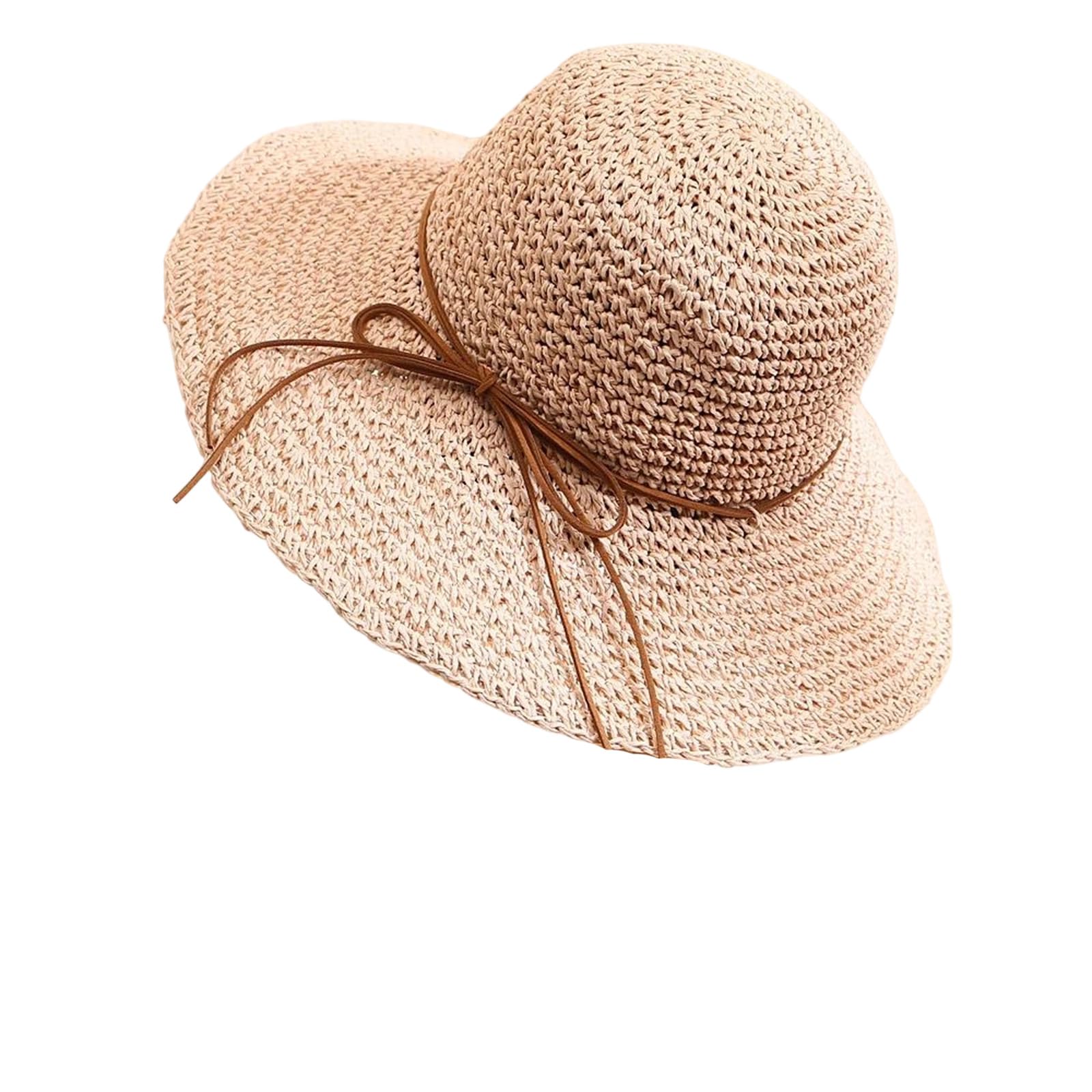 LCUVIMPEX Bucket Hats， Womens Straw Sun Hat Wide Brim Bow Detail Multicolor Multiple Sizes(Pnnrk)
