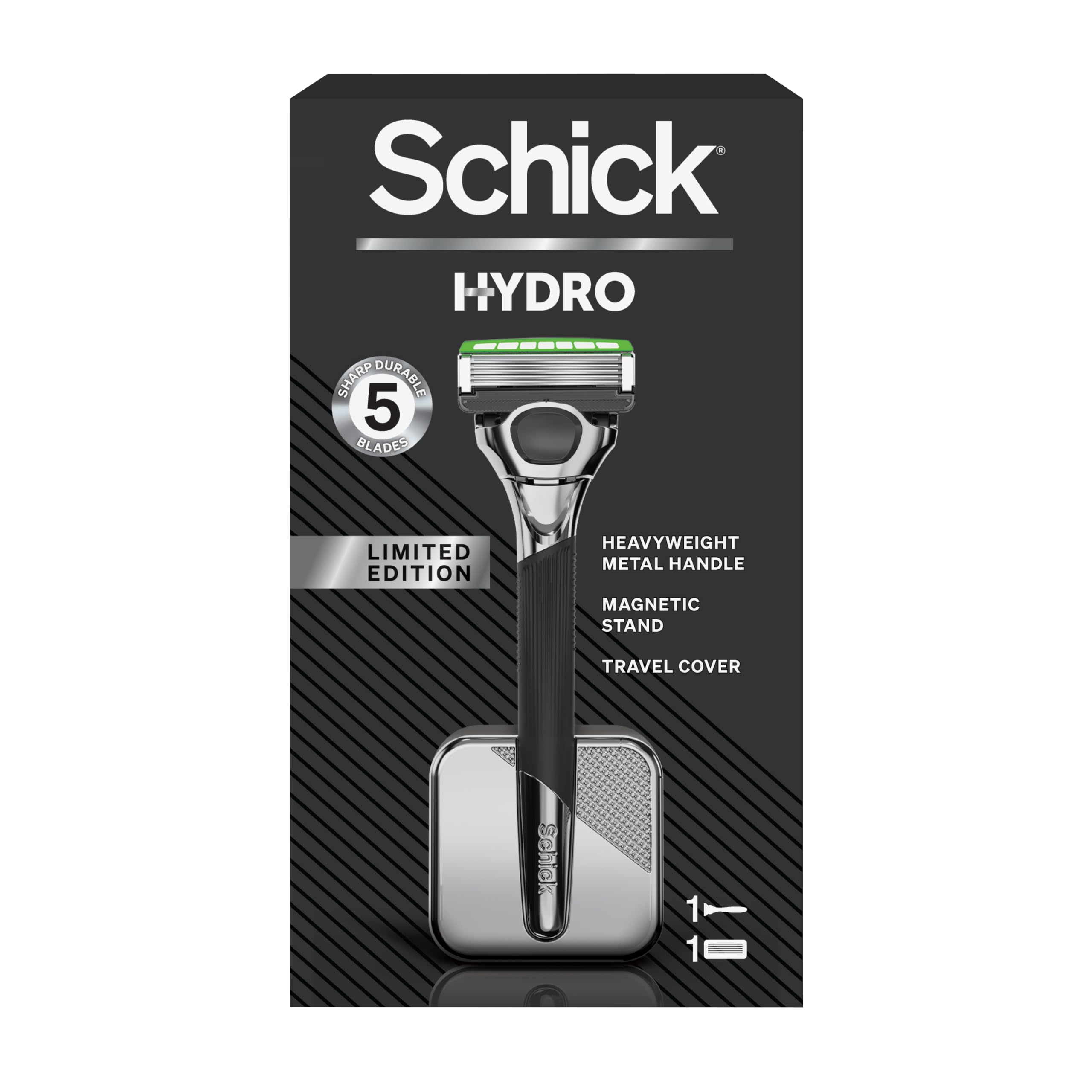 Schick Hydro Limited Edition 5-Blade Razors for Men, Handle & Stand