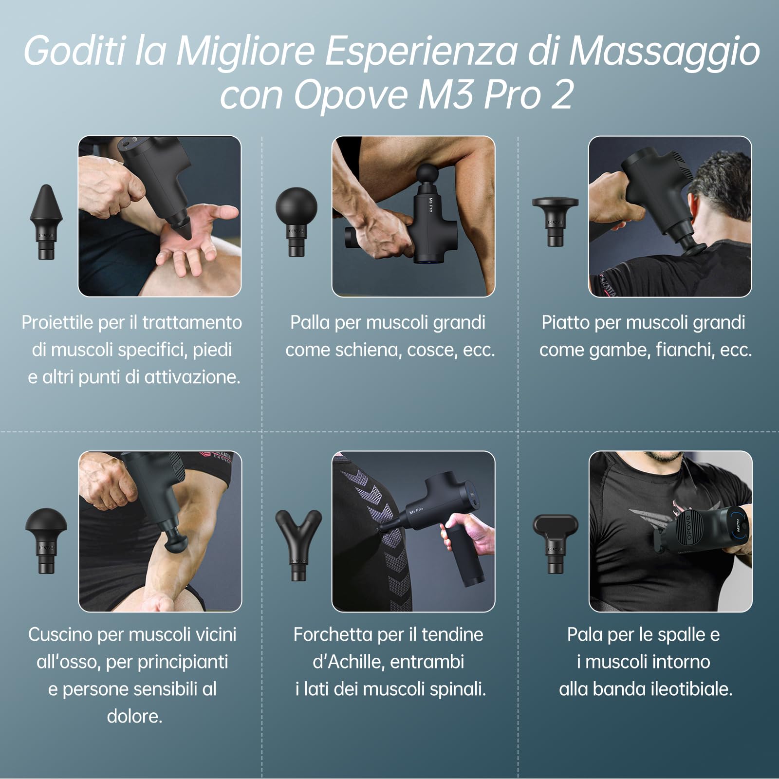 Opove Pistola Massaggio Muscolare Professionale Massage Gun 5 Livelli Di Velocità Schermo LED Massaggiatore Muscolare Cervicale Schiena Gambe Silenziosa Massaggiatore Elettrico, Opove M3 Pro 2 Nero