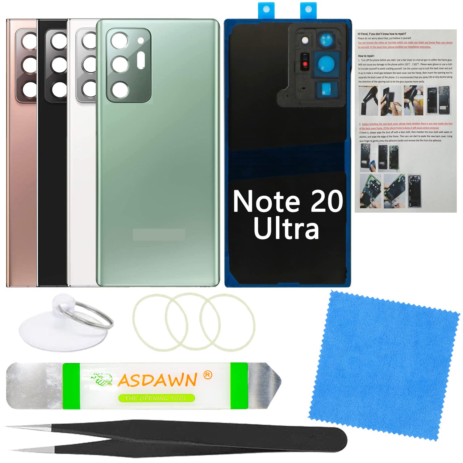 Amazon.com: Galaxy Note 20 Ultra Rear Back Glass Replacement with
