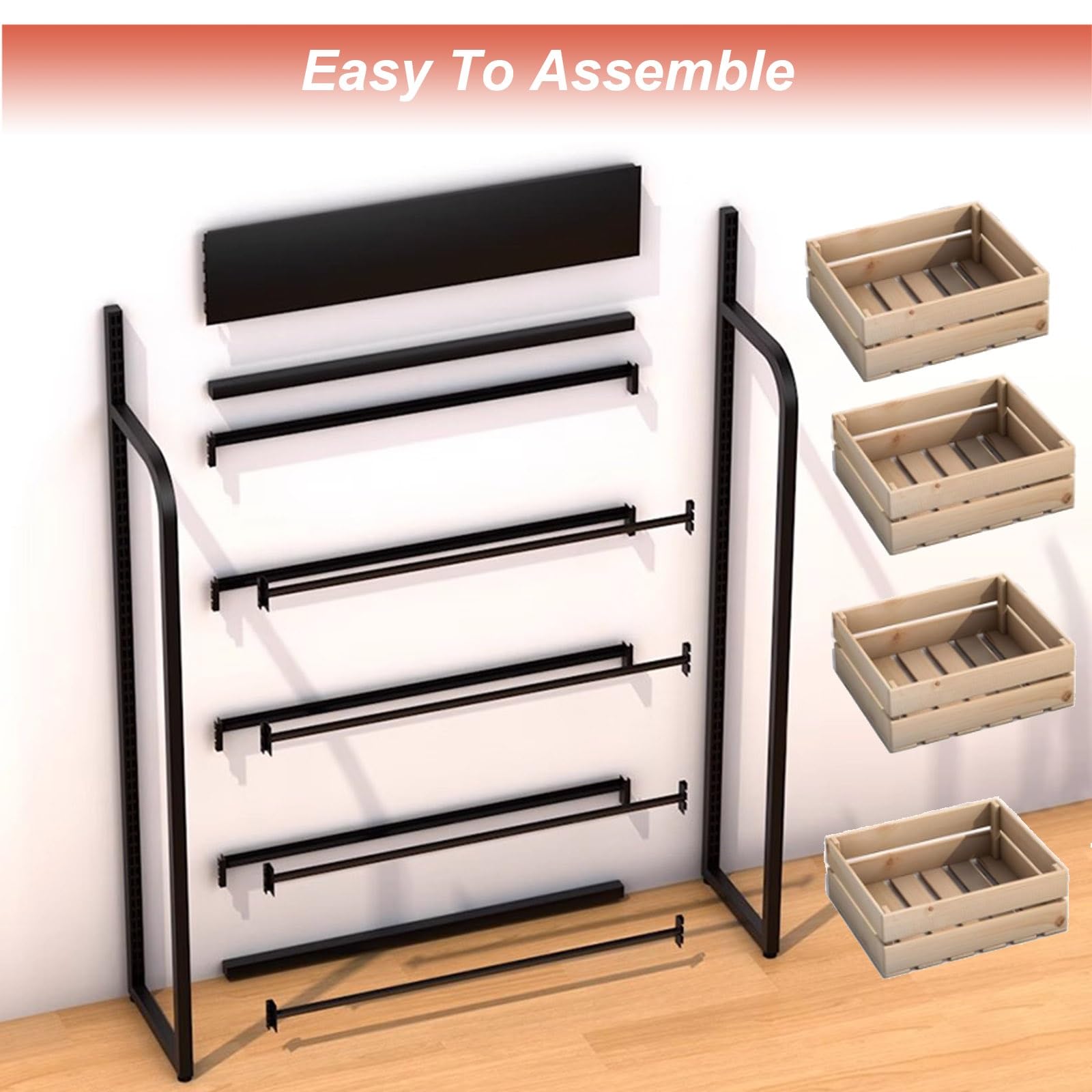WDJBPSH 8 Korb Obstständer für Küchentheke, Groß Kartoffel-Zwiebel Gemüse-Regal, 4-stufige Snacks/Brot/Bastelmaterial/Wein Organisator, Platzsparend(Wooden Basket)