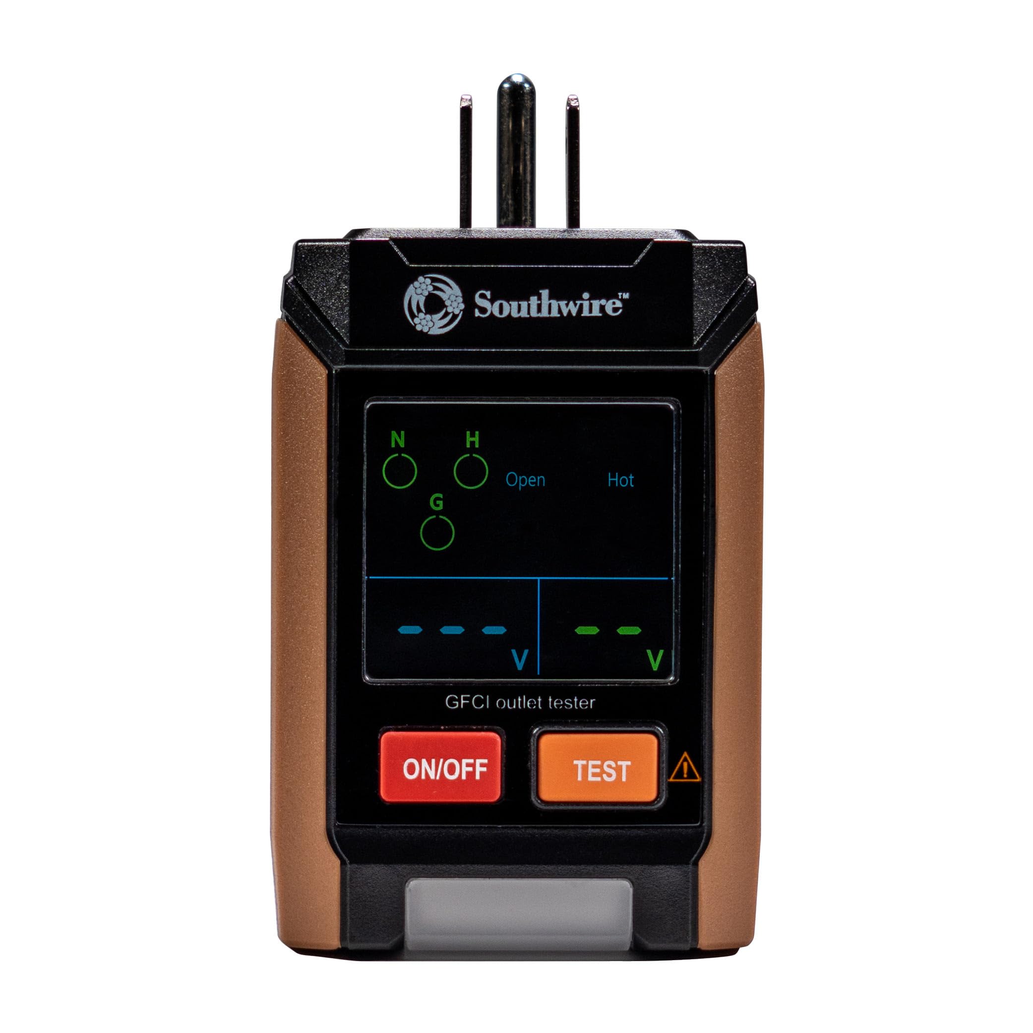 Southwire Probador de receptáculo GFCI con pantalla LCD, 3 clavijas, probador GFCI, 40032S