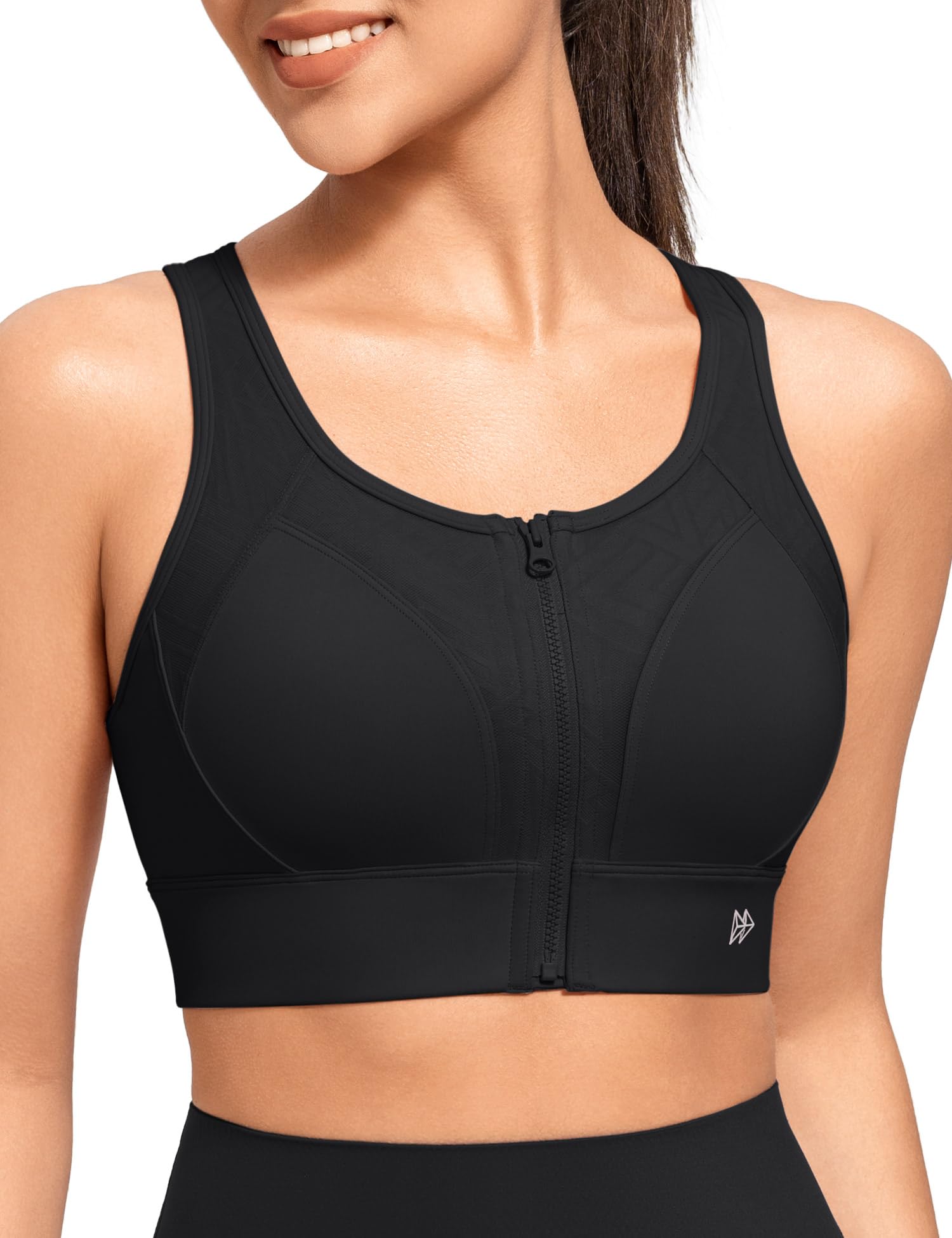 Yvette Soutien-Gorge de Sport Femme | Fermeture éclair sur le devant, grandes tailles, dos nageur, coussinets intégrés, facile à enfiler et à retirer
